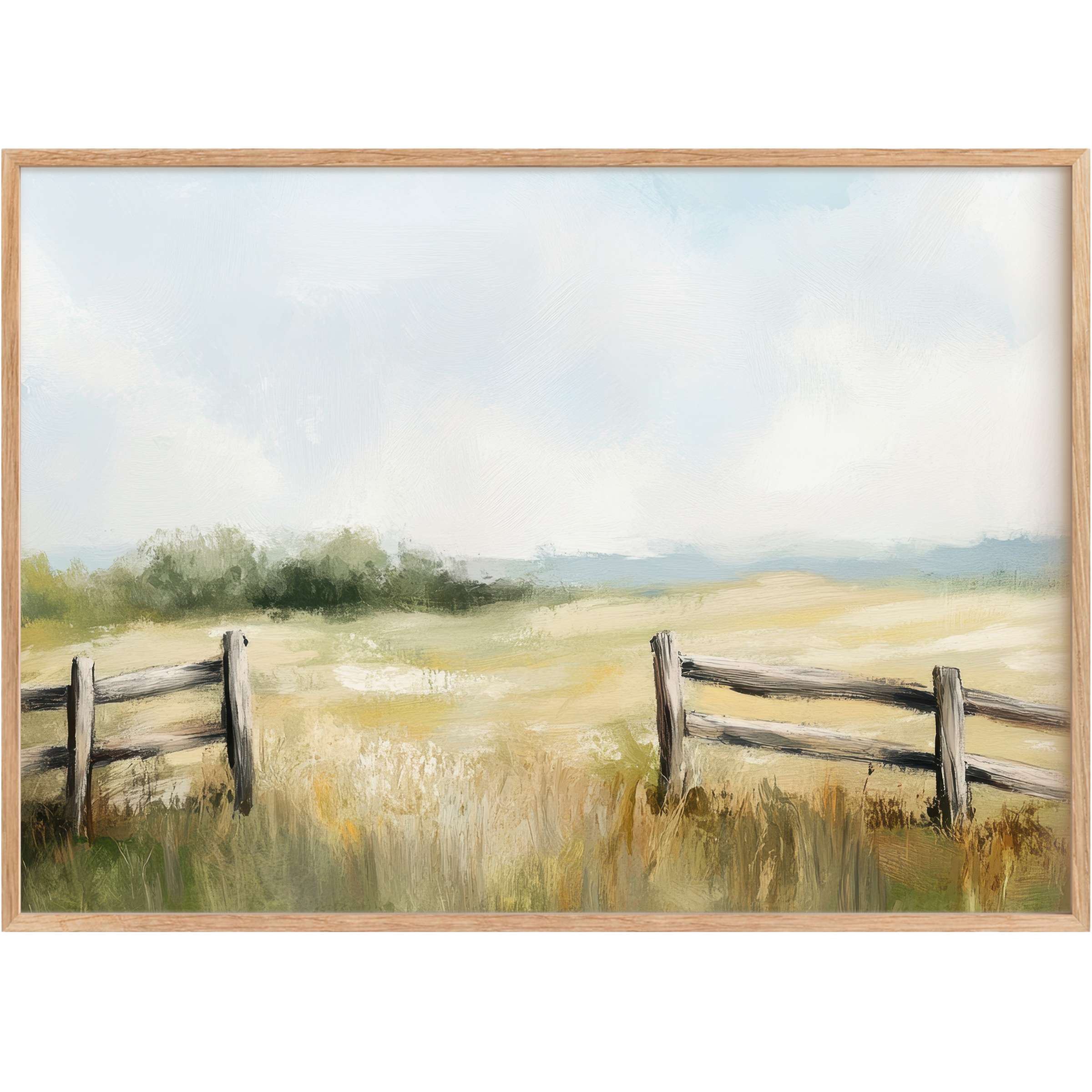 Soft hues of golden fields and weathered wood evoke a serene, timeless charm in this farmhouse printable wall art
