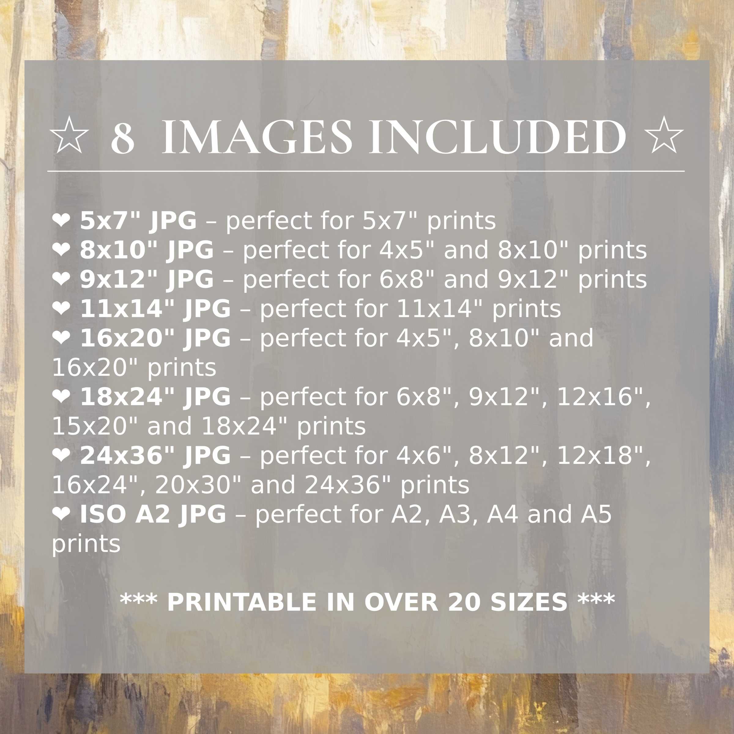 Radiant fall digital print in warm golds and soft grays, elevating modern interiors with style in 8 high-quality sizes included