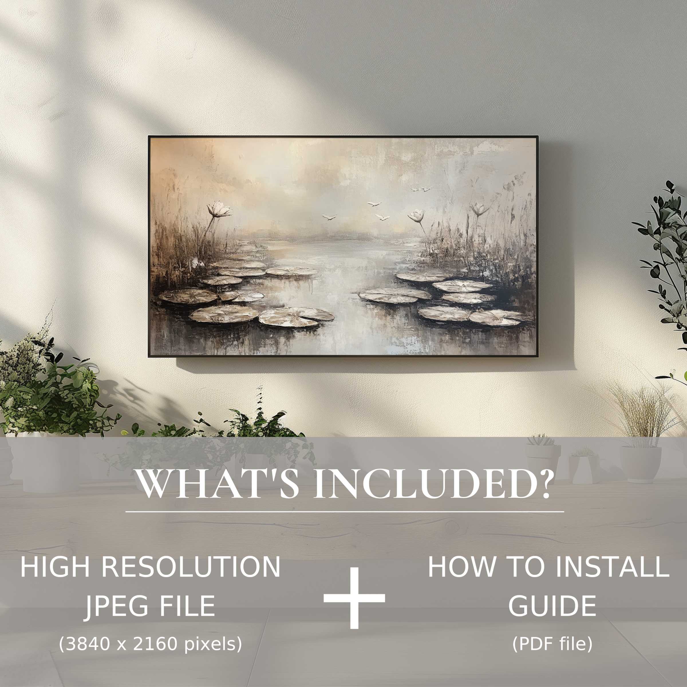 Elegant botanical digital TV art download enhances modern living space with easy digital use and serene nature design