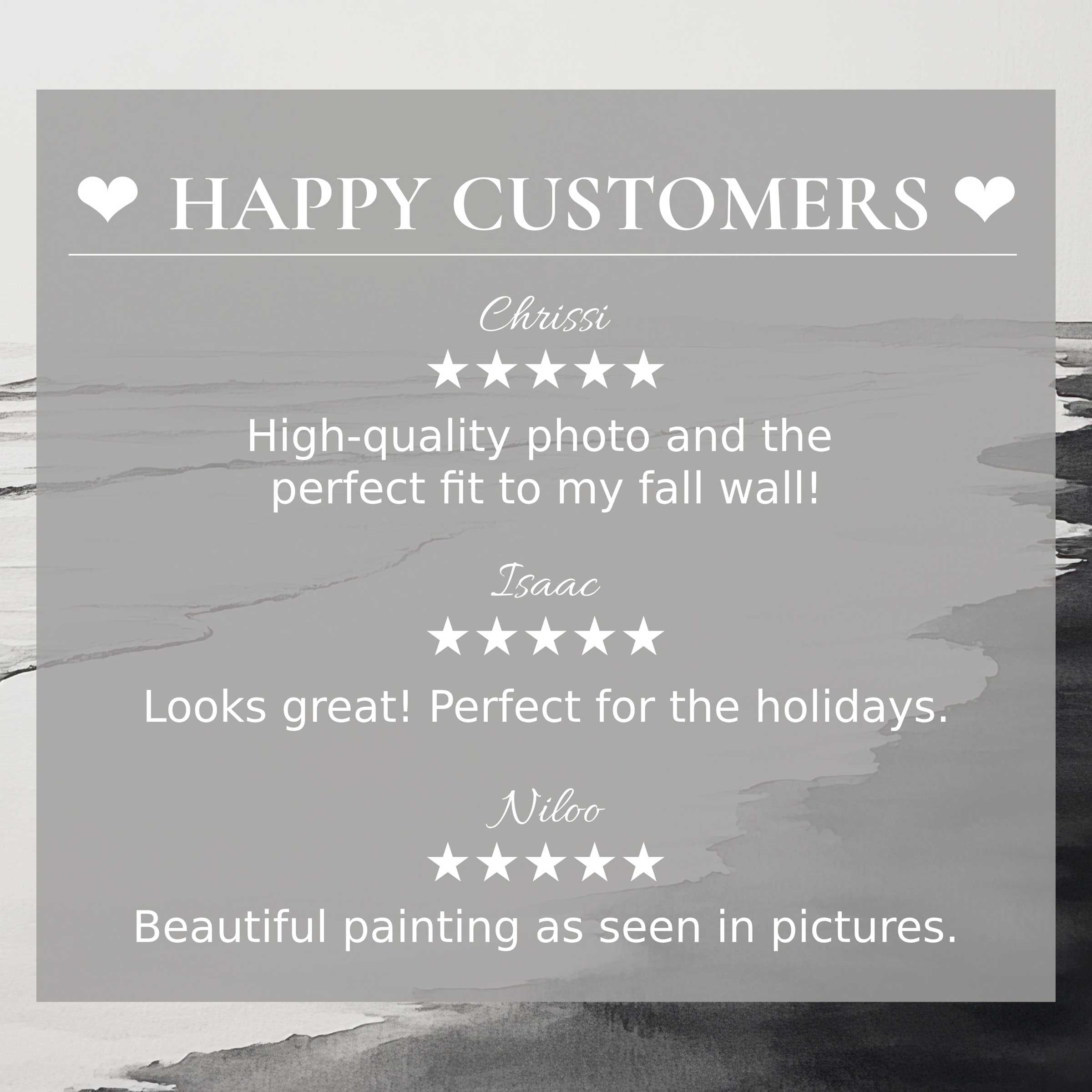 Black and white art for Frame TV with abstract ink wash background highlights happy customer reviews and refined style