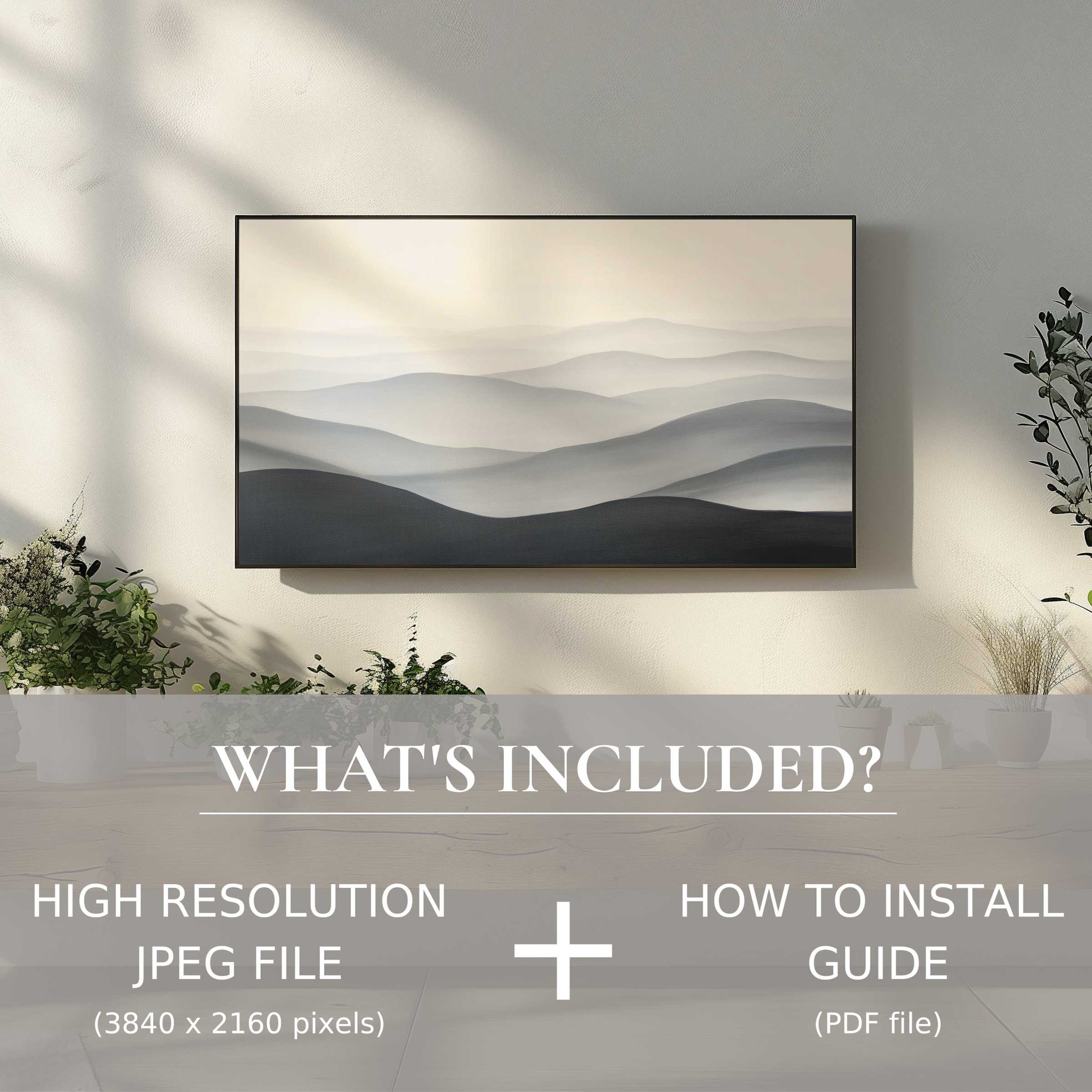 Neutral digital TV art download enhances your living space with easy digital use and elegant modern decor