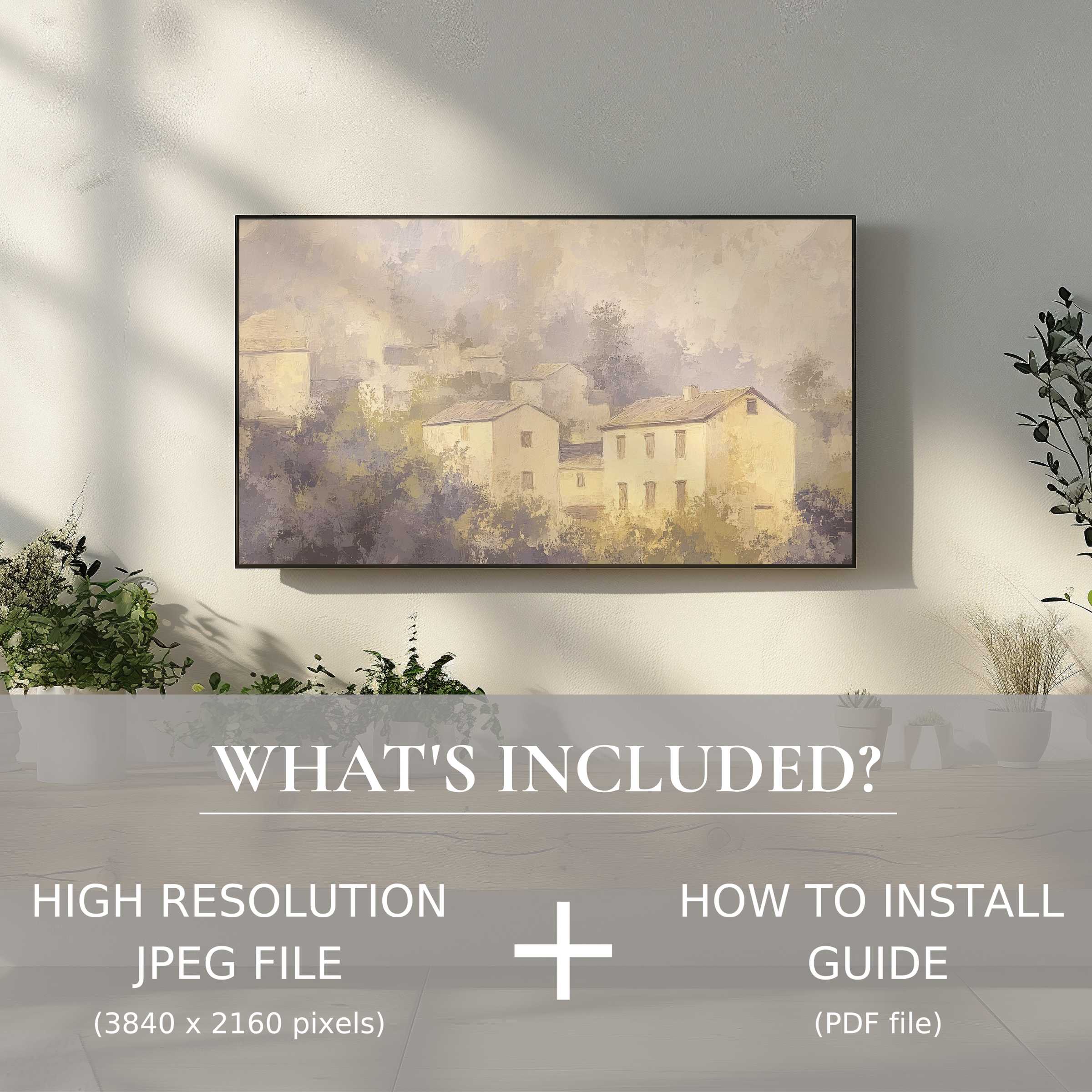 Elegant vintage digital TV art download enhances your living space with easy digital use and stylish, serene wall décor