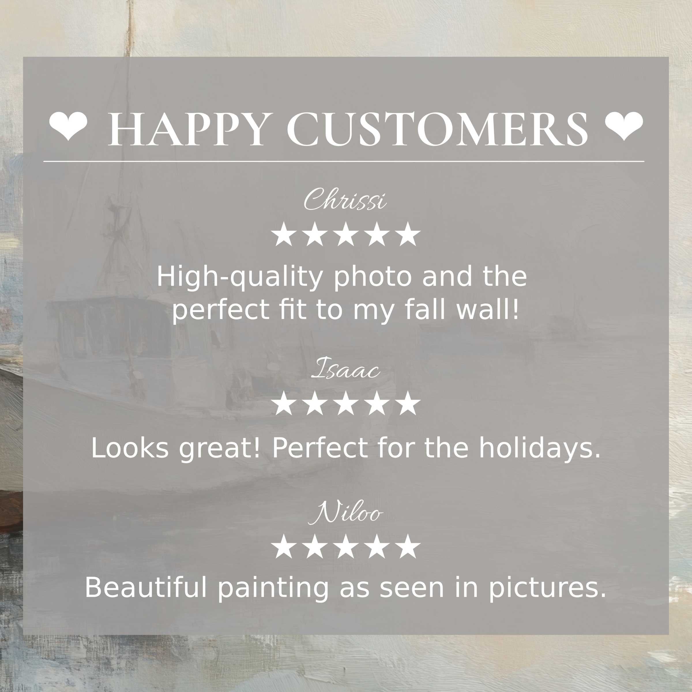 Happy customer reviews highlight coastal art for Frame TV with soft, muted ocean hues, building trust and refined style