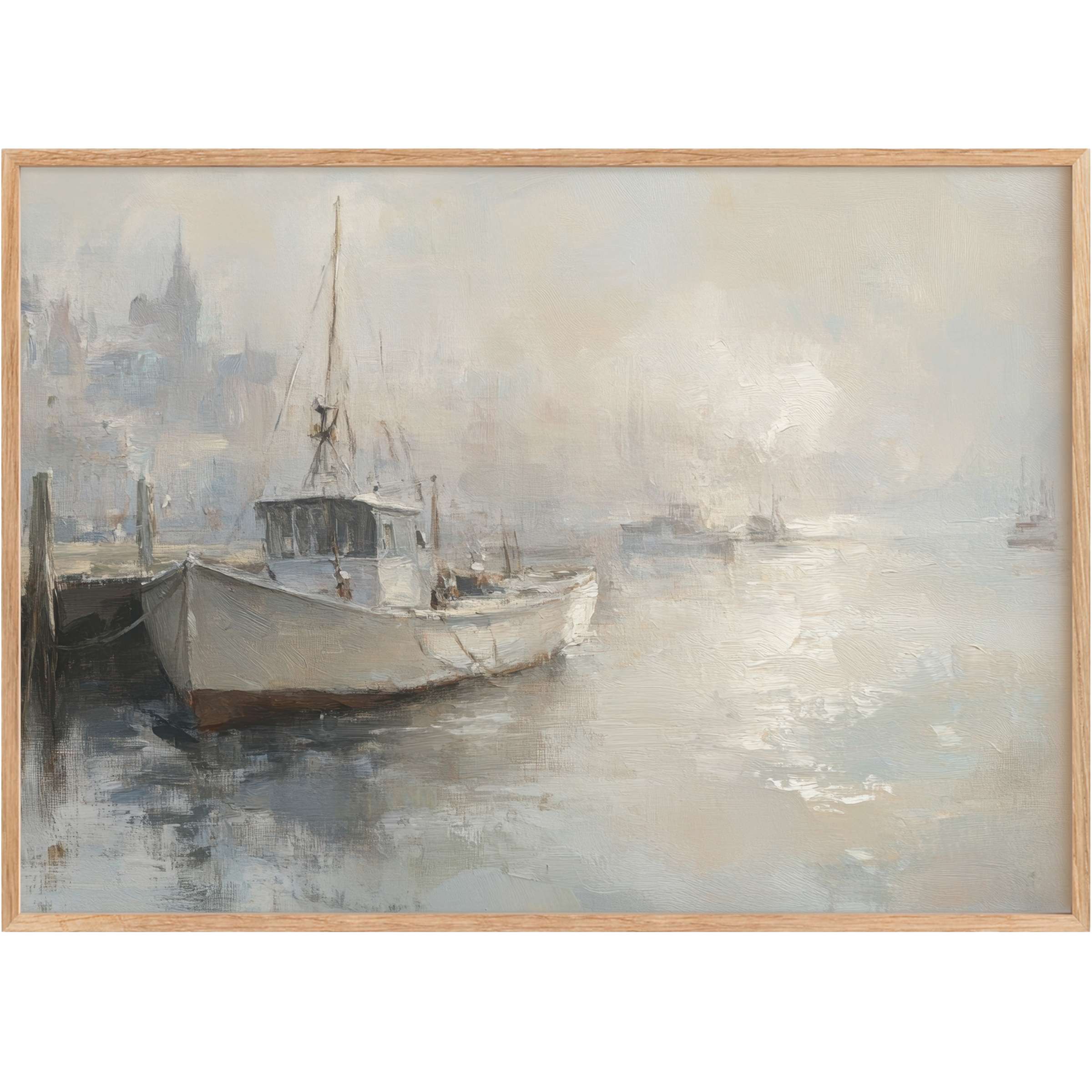 Coastal printable wall art evokes serene mornings with soft grays and muted blues, inspiring tranquil and elegant living spaces