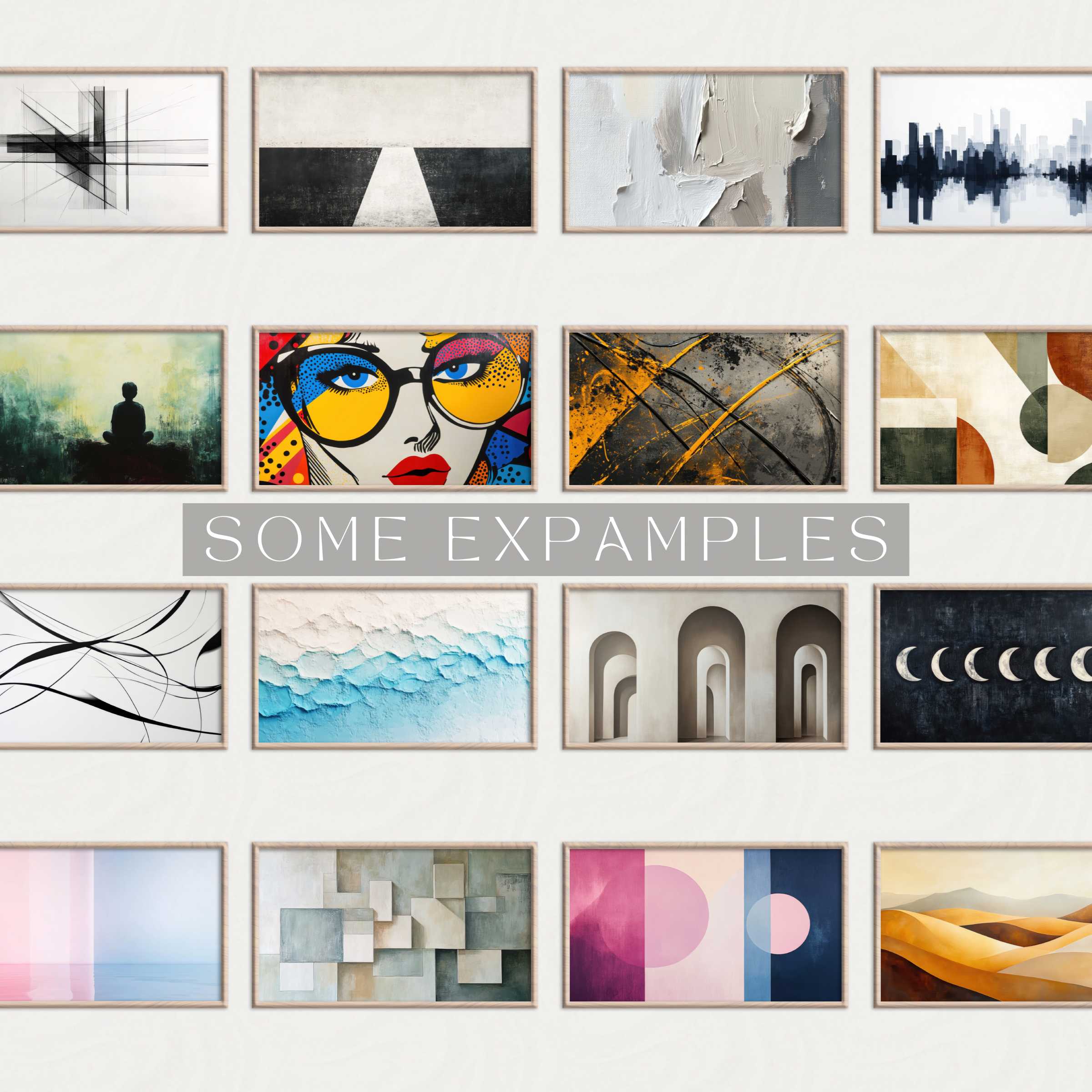 Modern Frame TV Art collection showcasing diverse refined abstracts, textures, and contemporary forms for stylish living spaces