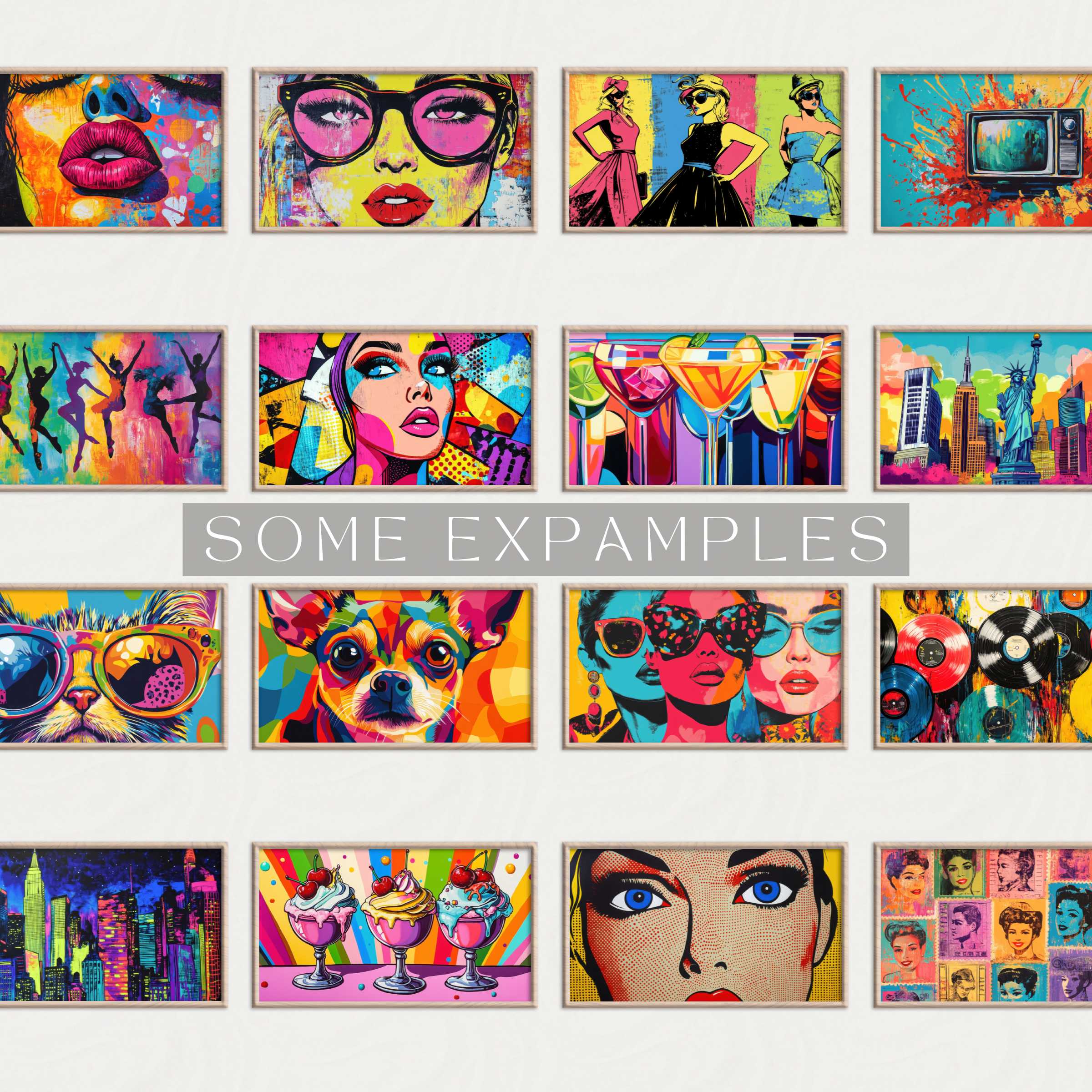 Vibrant Pop Art Wall Art Prints featuring iconic faces, cityscapes, and playful modern designs for chic interiors