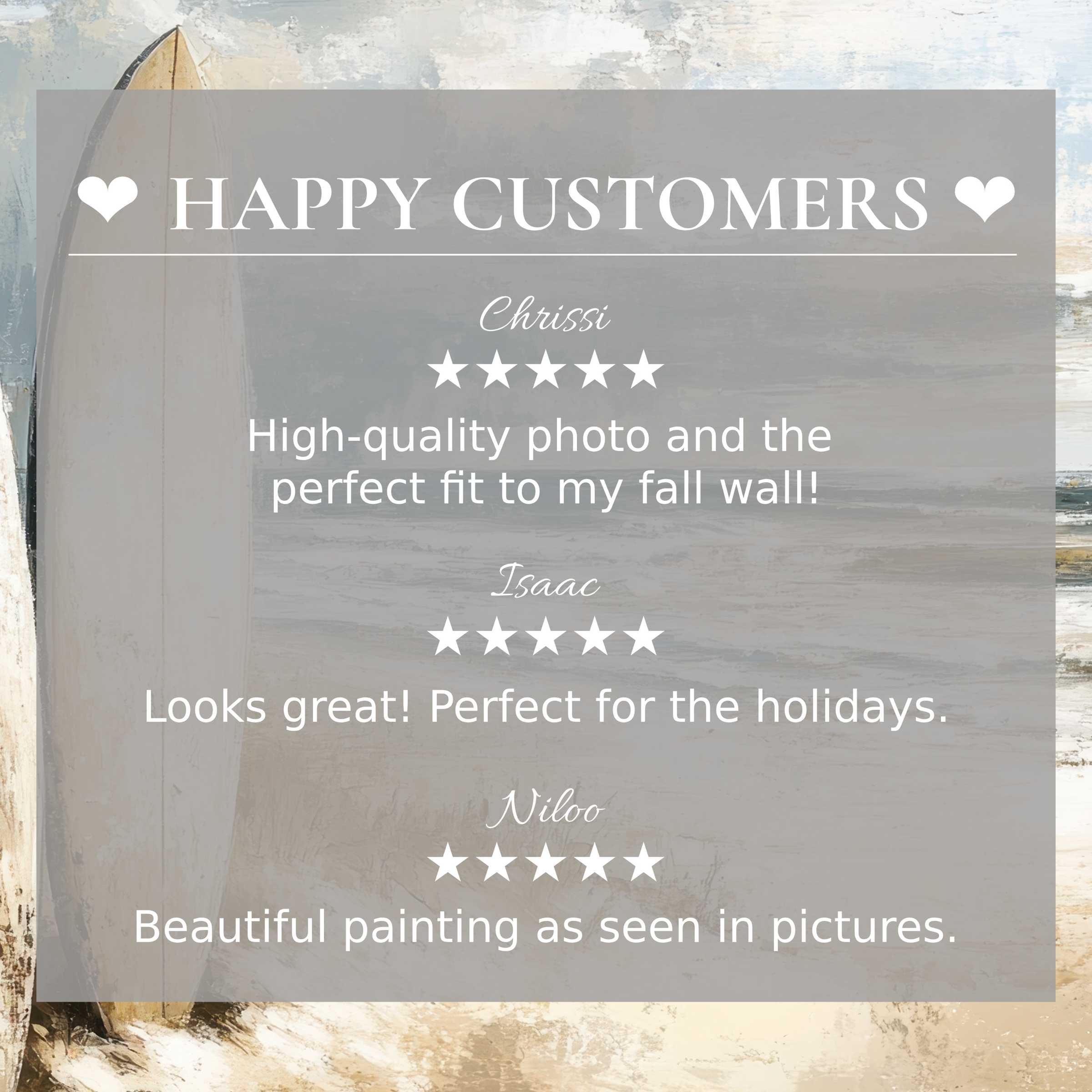 Elegant beach art for Frame TV with abstract muted sunset hues and happy customer reviews building trust