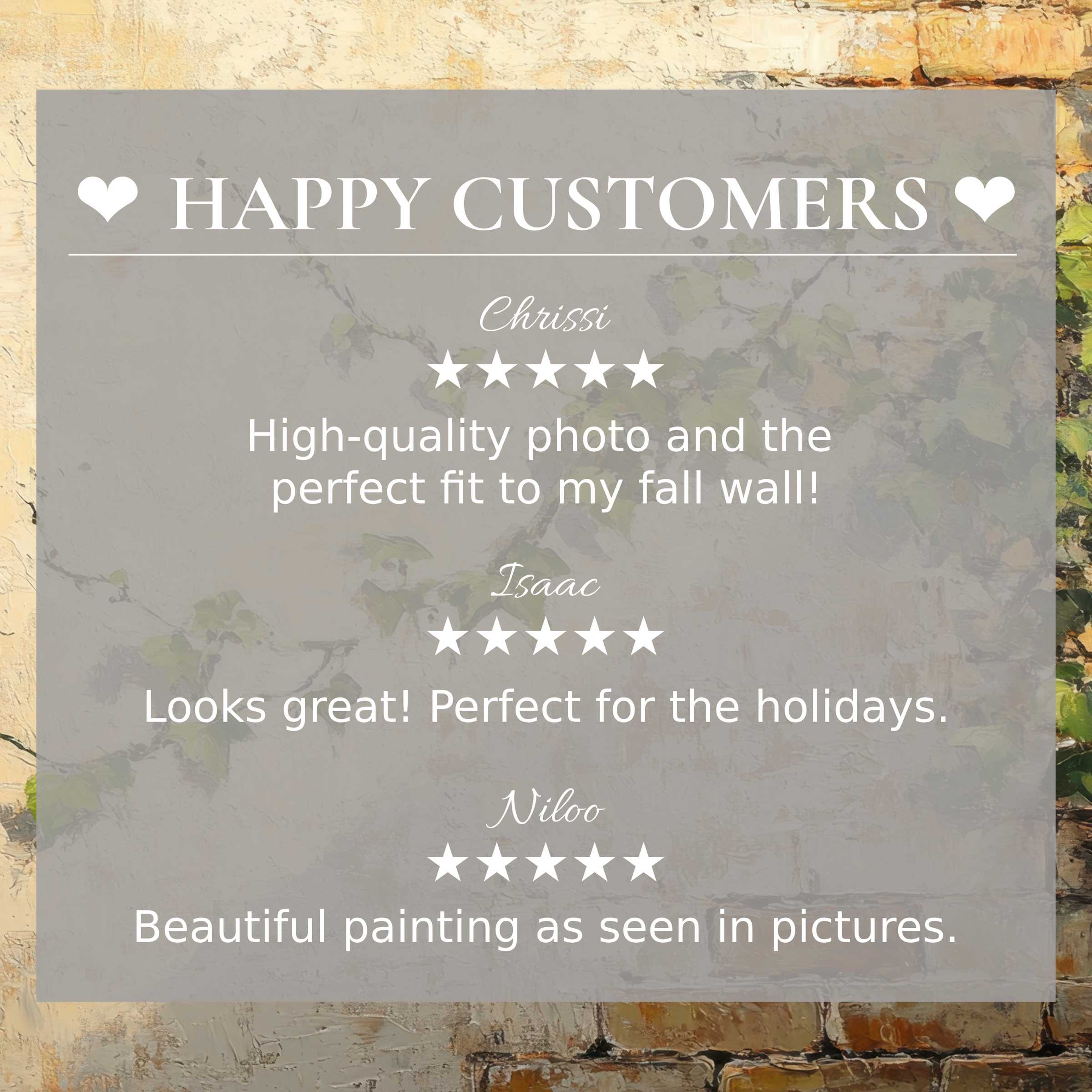Elegant botanical art for Frame TV with abstract sunset hues, showcasing happy customer reviews that build trust
