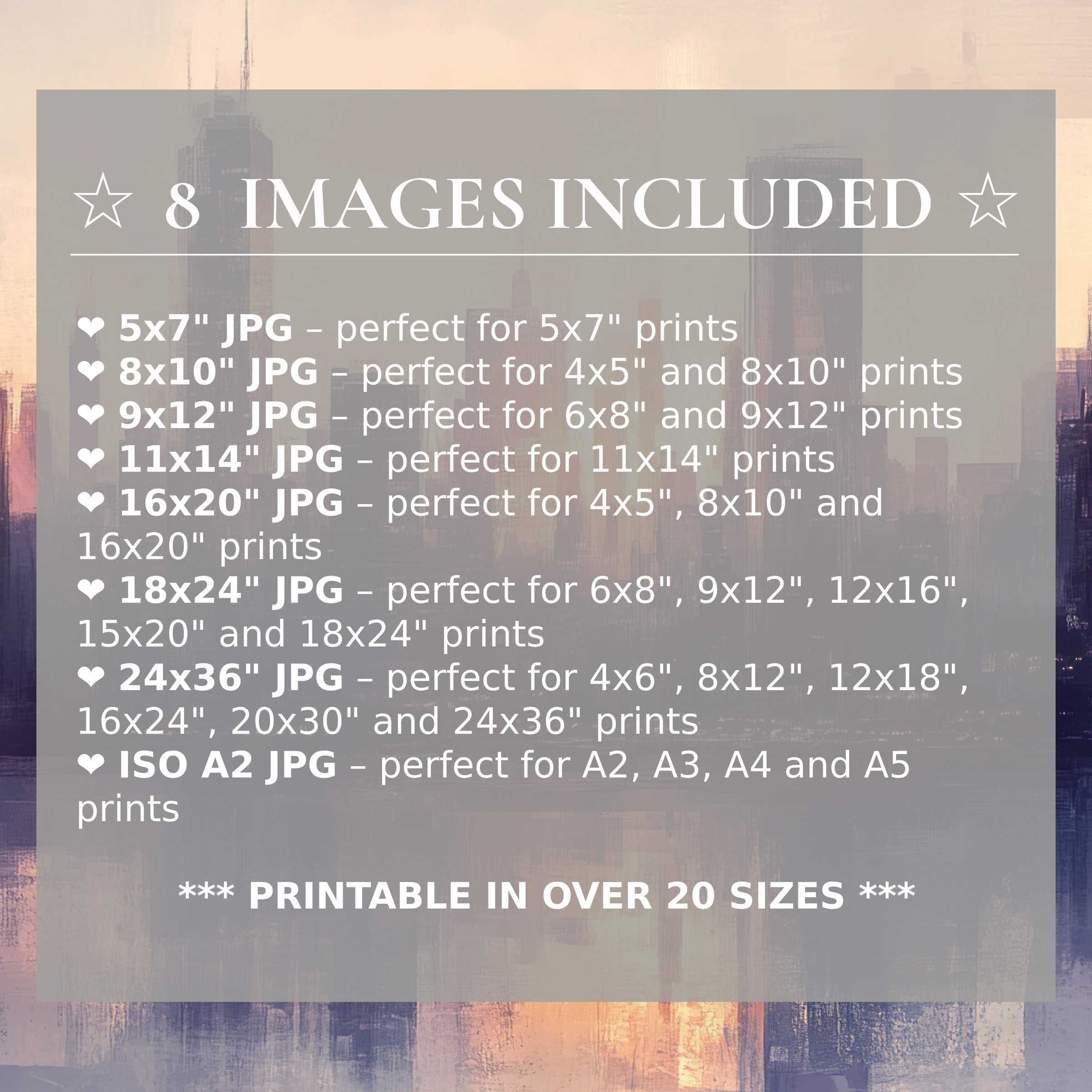 Urban digital print radiates warm peach and deep indigo hues, offering bold elegance and 8 high-quality sizes included to enrich modern interiors with versatile style