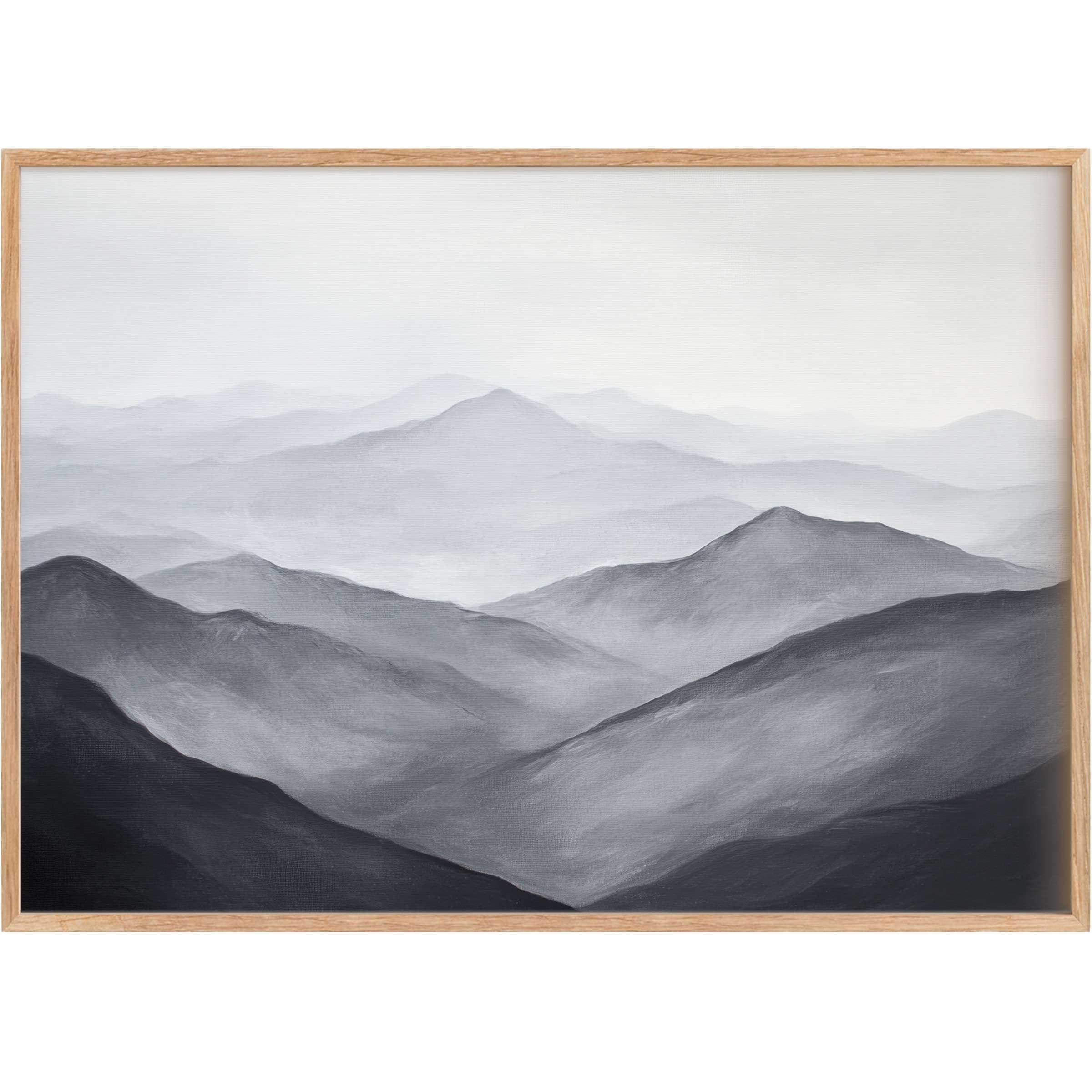 Serene layers of misty gray mountains evoke calm sophistication in this neutral printable wall art, perfect for elevating chic interiors
