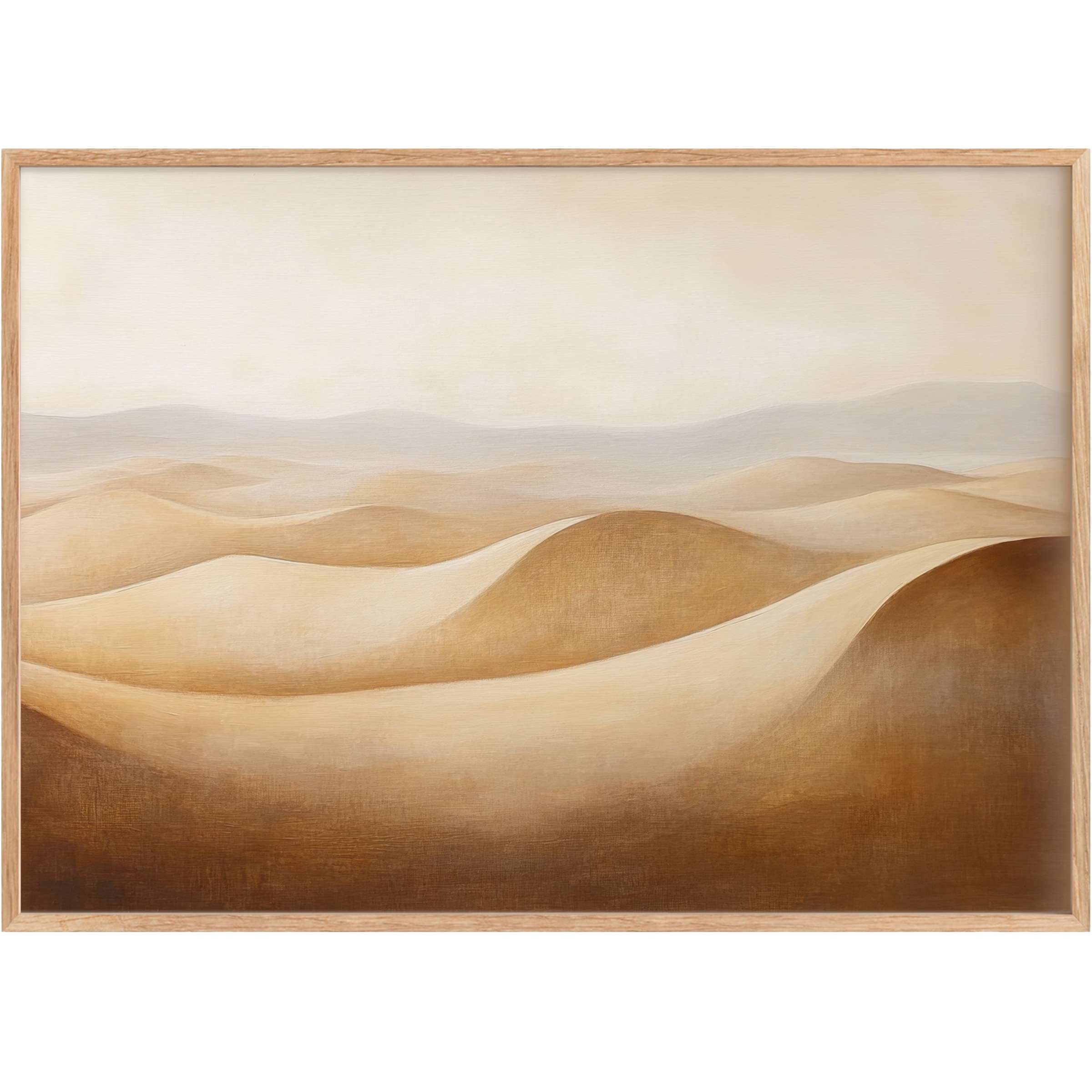 Elegant vintage printable wall art capturing serene desert dunes in warm beige and soft taupe hues, evoking calm sophistication