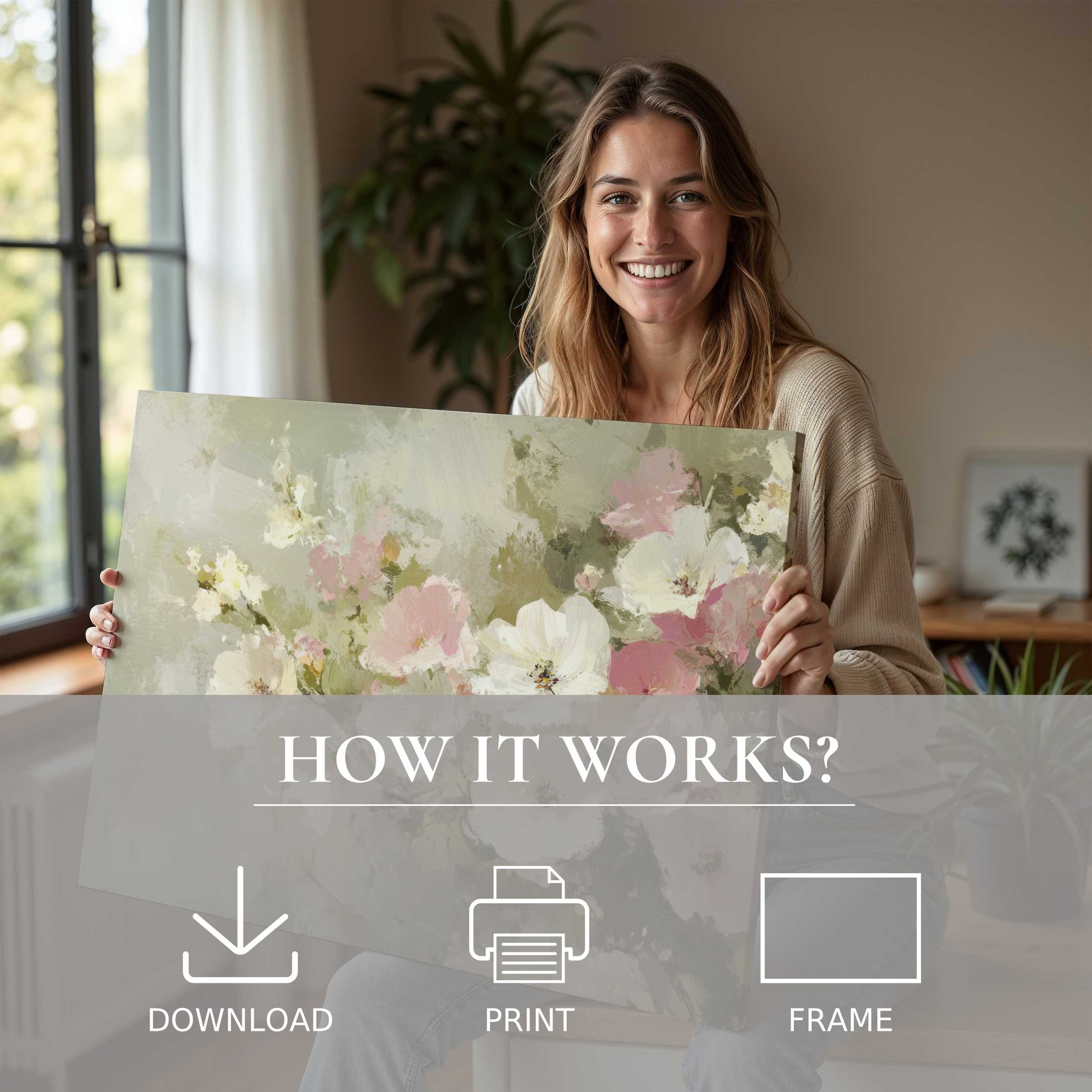 Radiate joy and tranquility with this summer digital art print, seamlessly enriching your modern home with effortless elegance