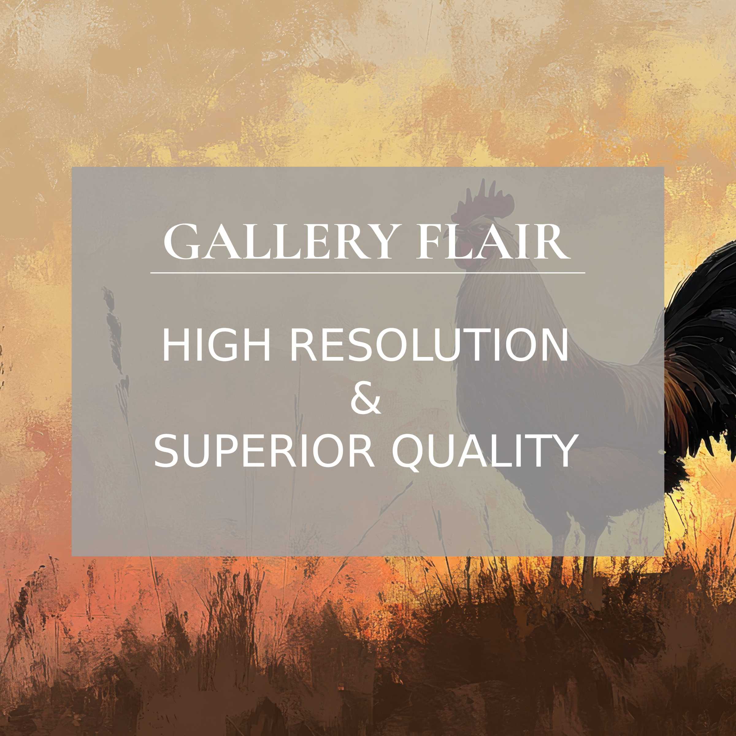 Rustic farmhouse printable art capturing a serene rooster silhouette at dawn, enriching modern decor with refined, high-resolution detail