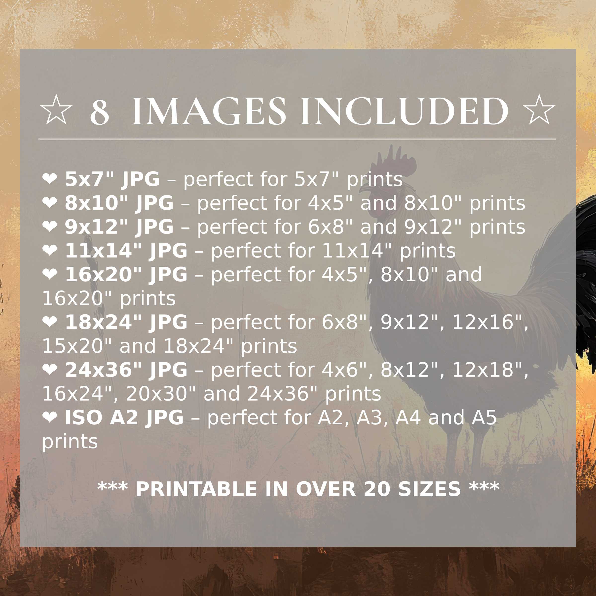 Farmhouse digital print in warm golds and muted grays, evoking radiant serenity; includes 8 high-quality sizes with download