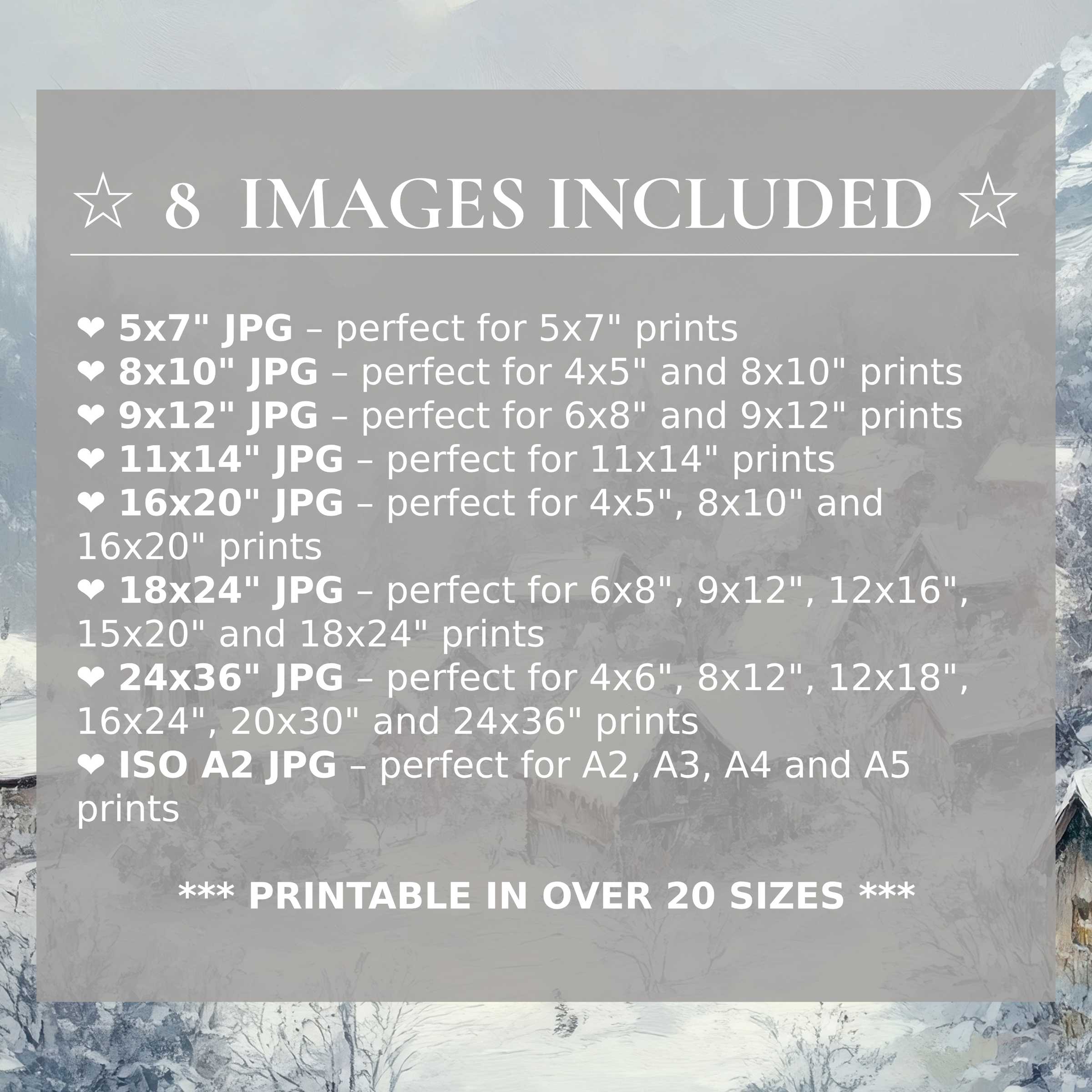 Winter digital print with serene blues and soft greys, offering radiant calm and included in 8 high-quality sizes to elevate modern interiors with effortless style and versatility