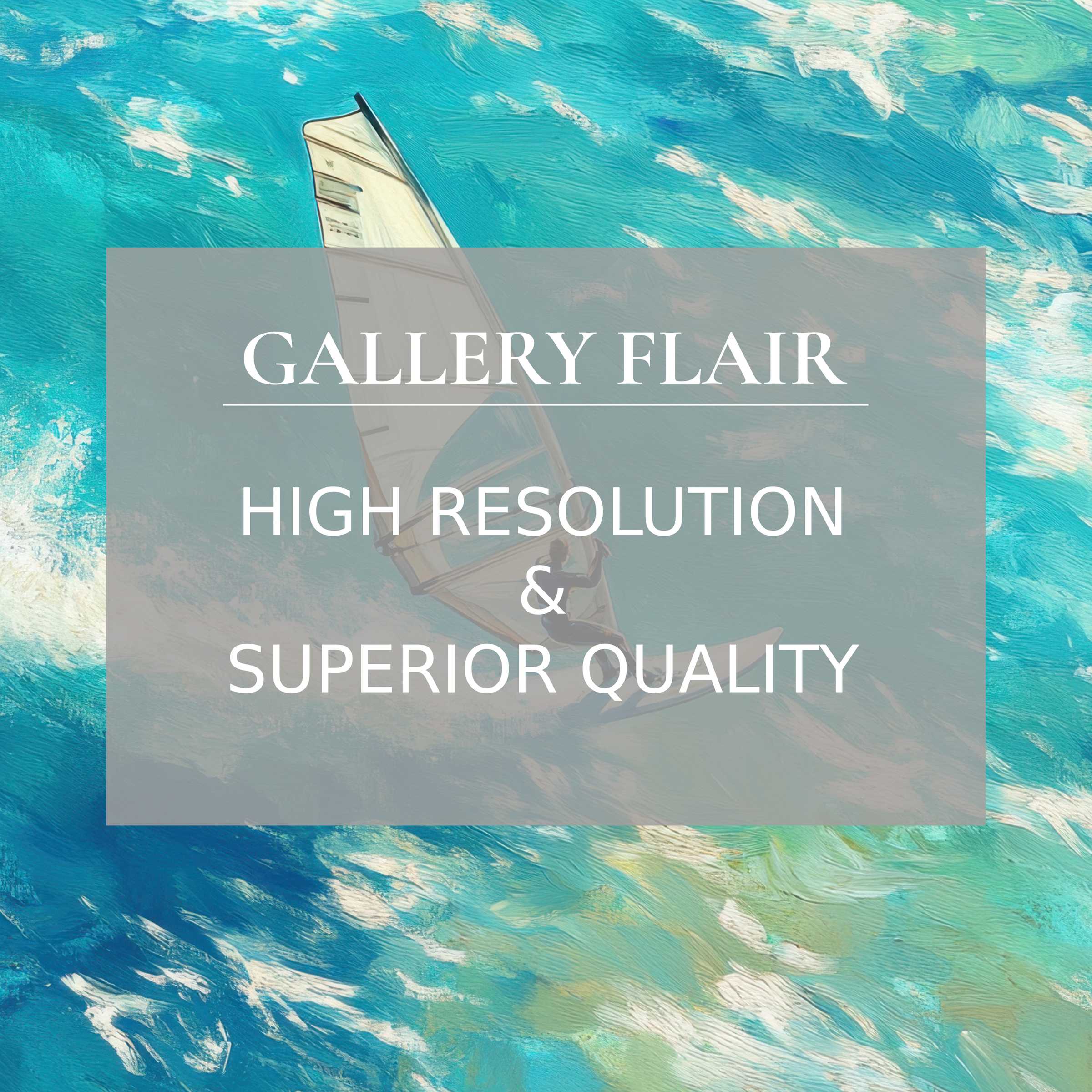 Calming beach printable art capturing dynamic windsurfing on vibrant, textured turquoise waves, elevating modern interiors with high-resolution detail