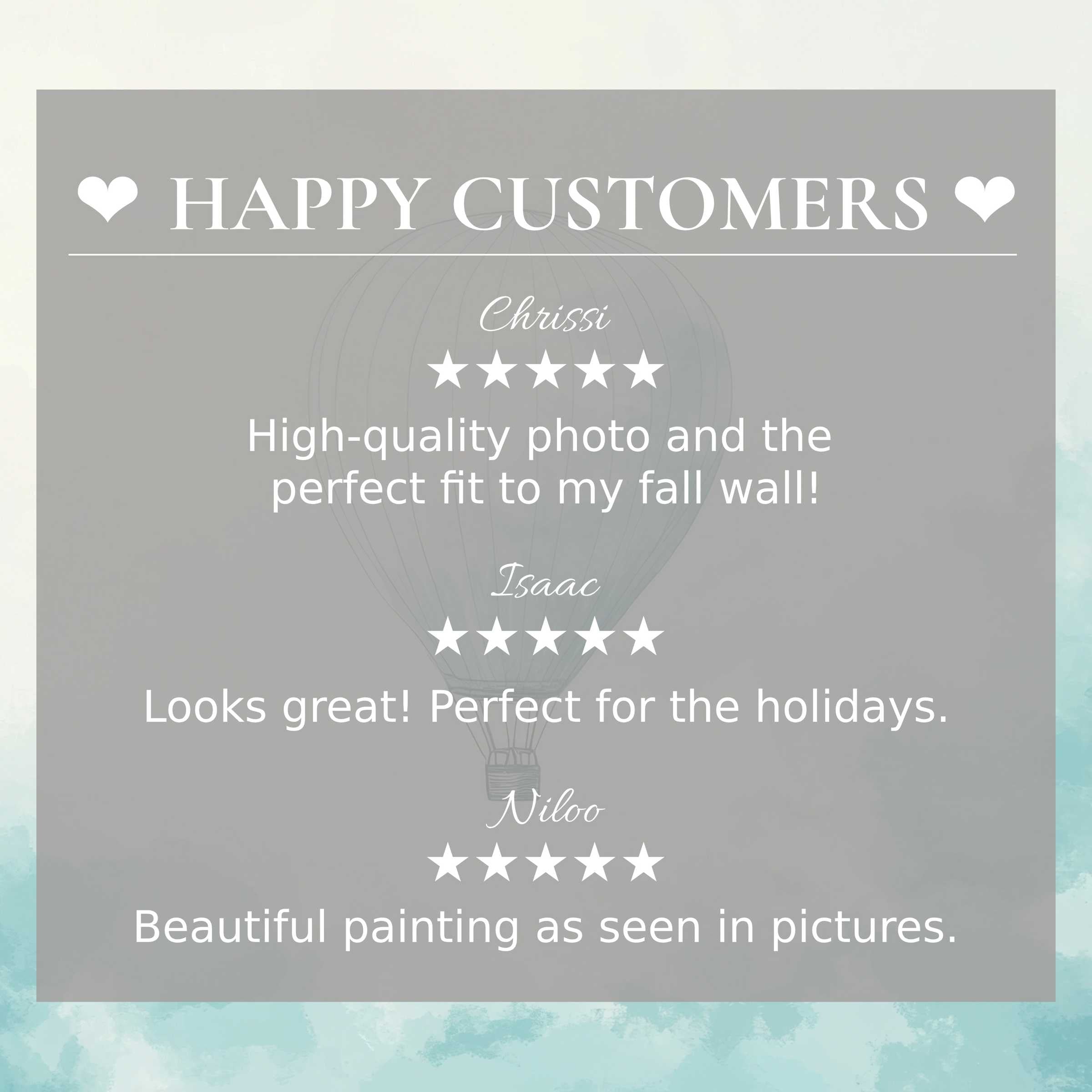 Minimalist art for Frame TV with soft blue-green background, showcasing happy customer reviews and elegant design