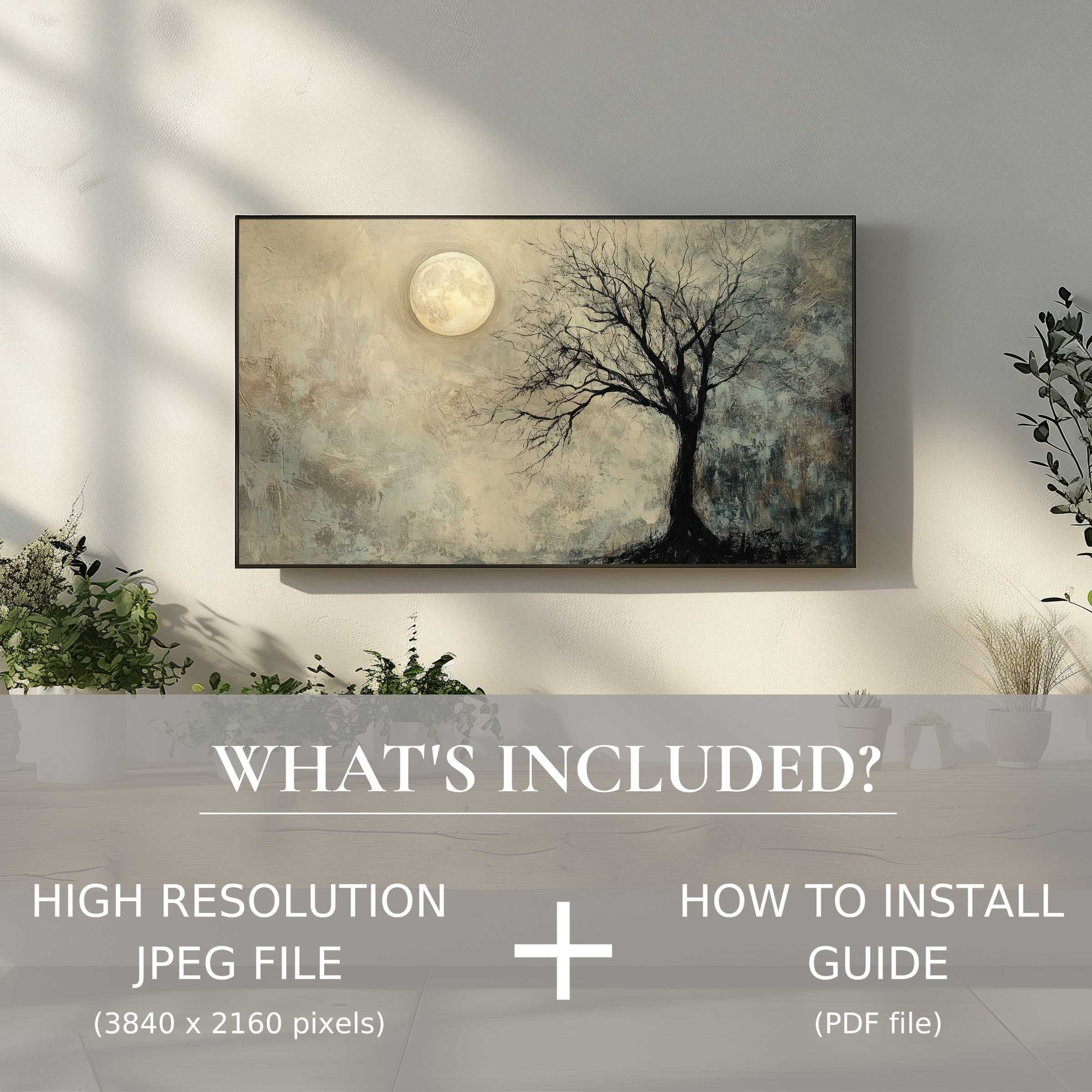 Elegant tree digital TV art download enhances any room with easy digital use for stylish, modern living spaces