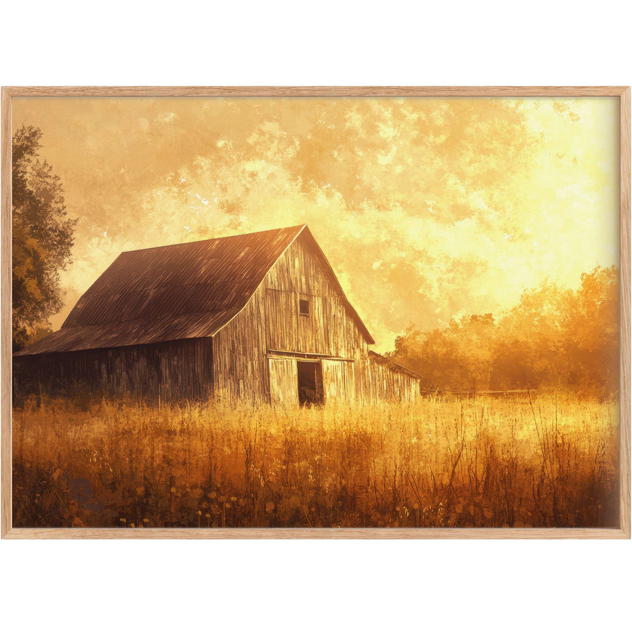 Rustic charm meets warm amber hues in this farmhouse printable wall art, creating a radiant, nostalgic ambiance