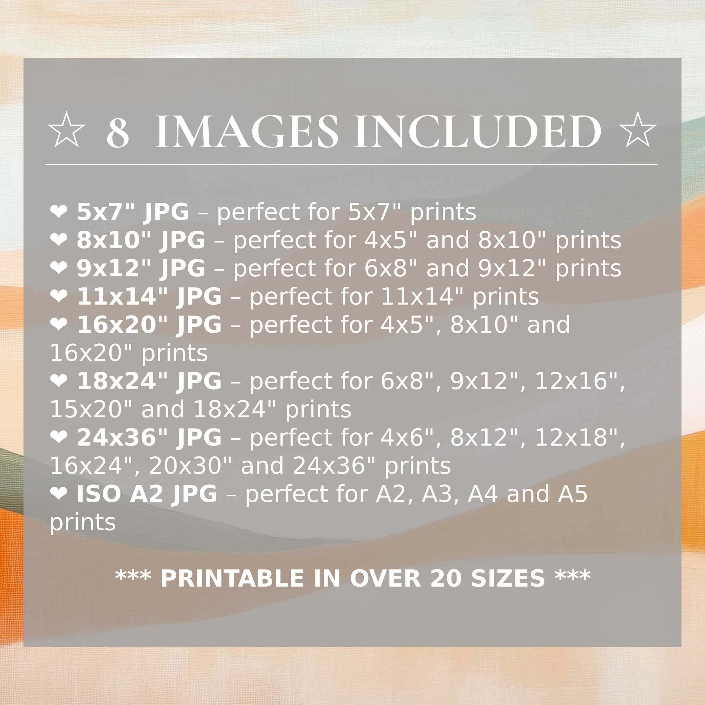 Boho digital print with soothing earth tones and soft pastels, delivering radiant calm to modern interiors; includes 8 high-quality sizes