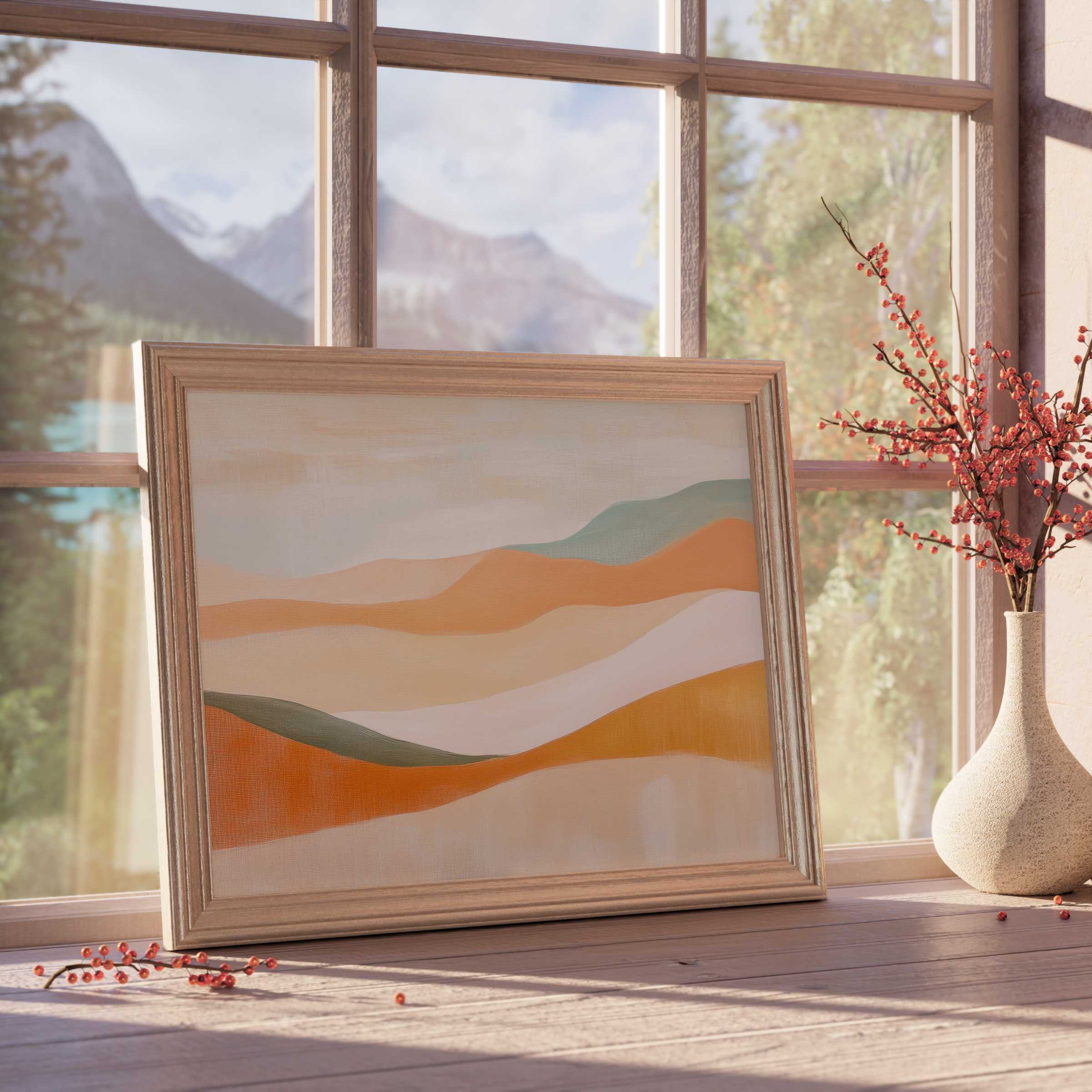 Boho downloadable art with serene earth tones and flowing shapes, perfect for curated, tranquil, design-forward interiors