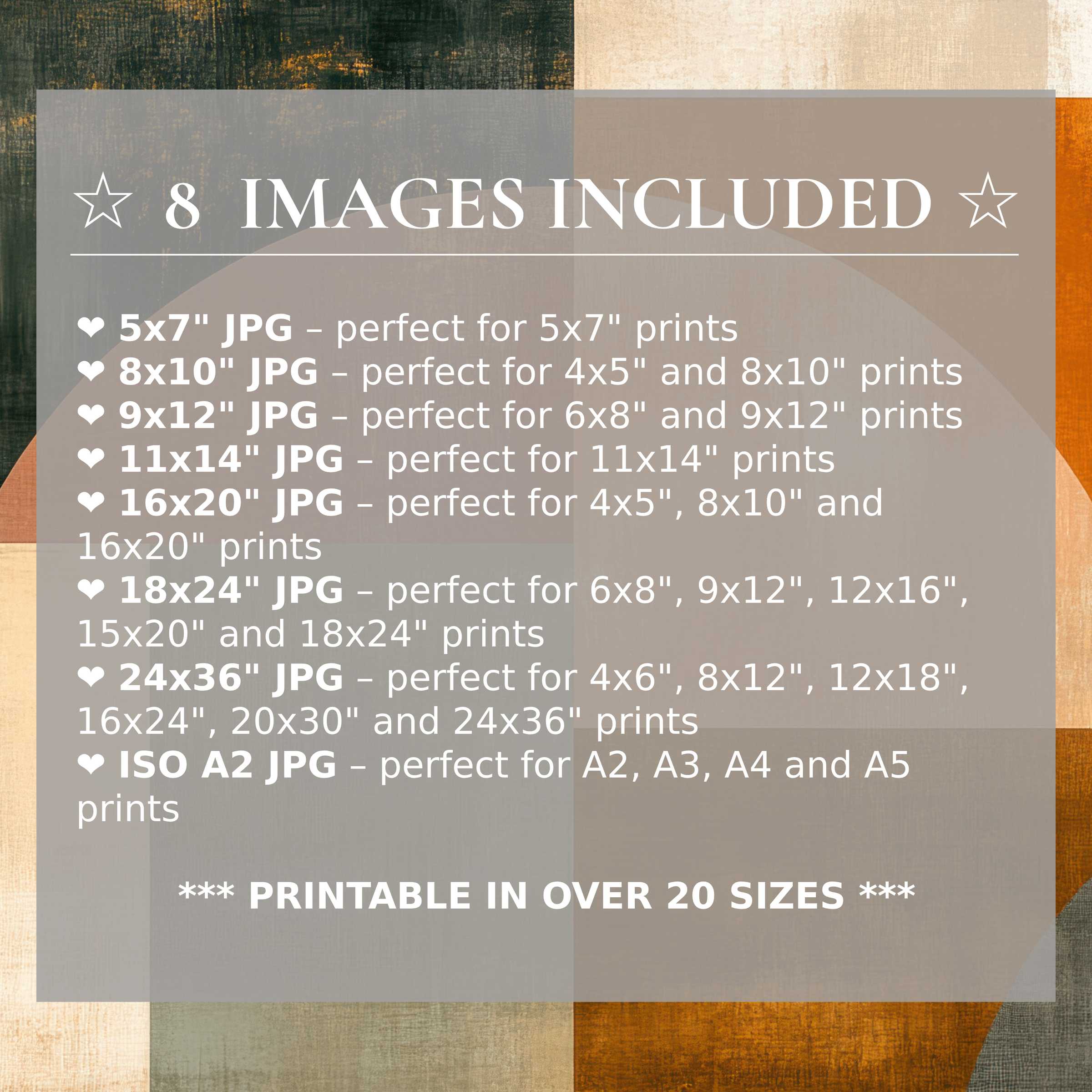 Radiant abstract digital print in warm amber and muted teal tones, elevating modern interiors with style; includes 8 high-quality sizes