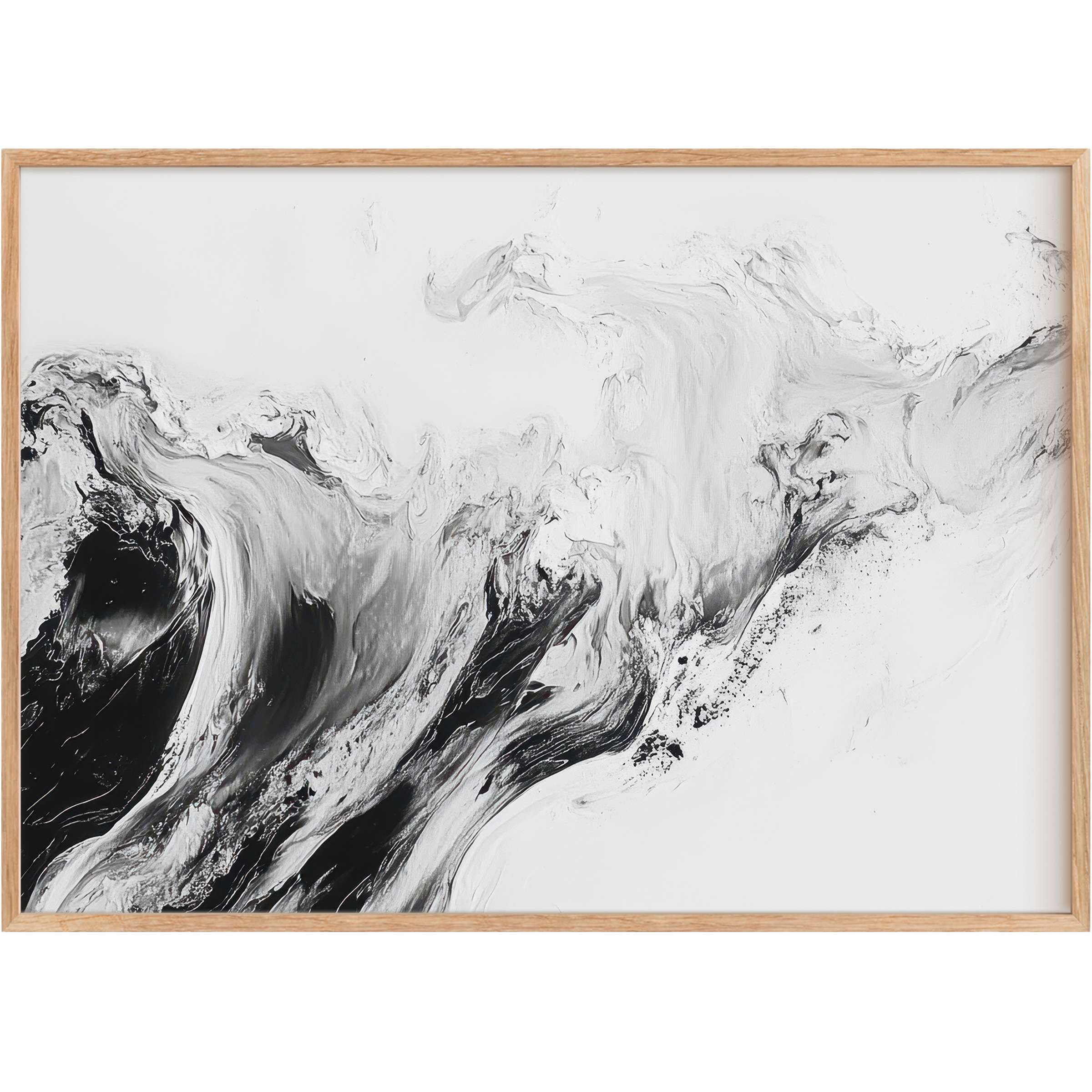 Elegant neutral printable wall art blending soft black and white swirls, creating a serene, sophisticated ambiance for chic interiors