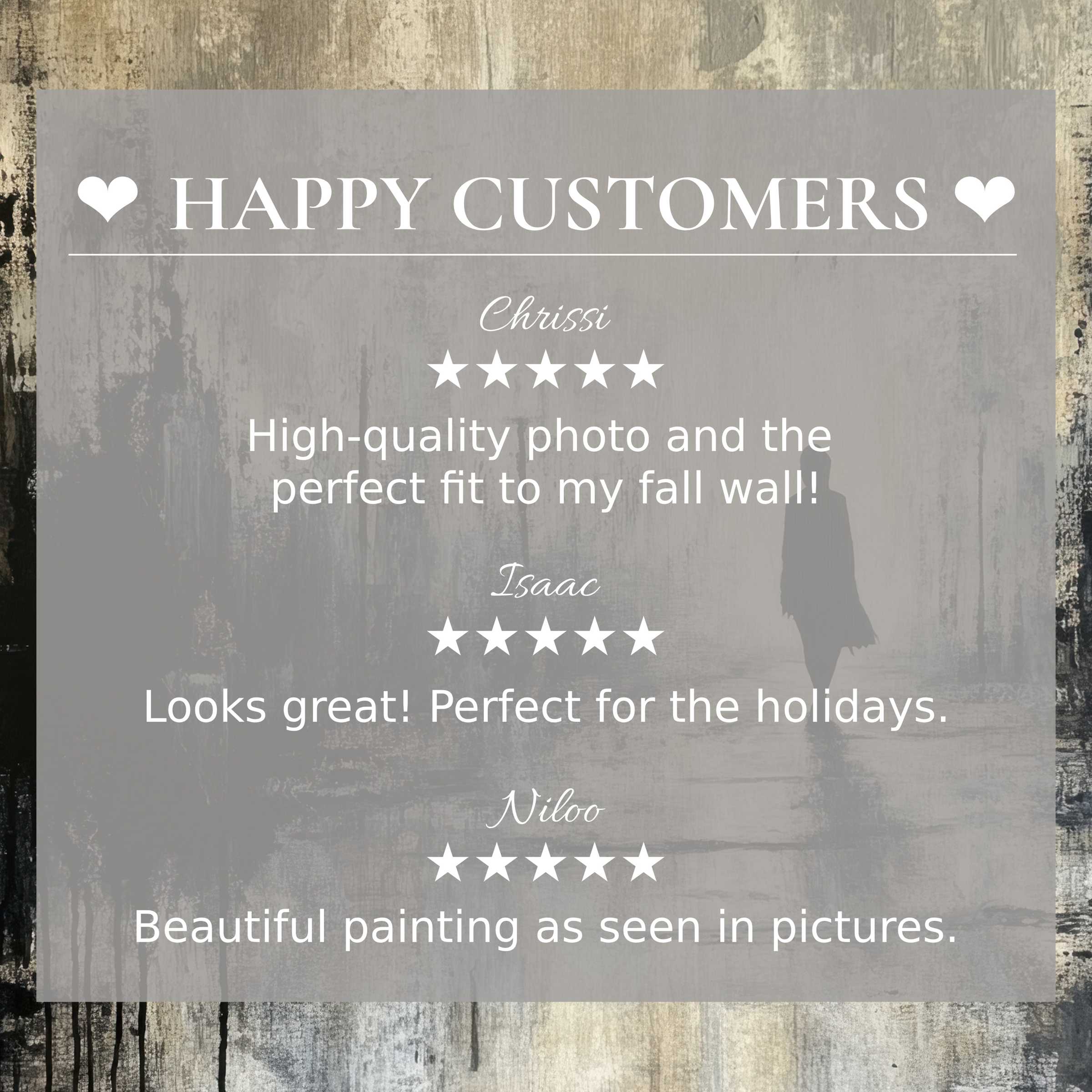 Street art for Frame TV with abstract muted tones; happy customer reviews build trust and highlight elegant design