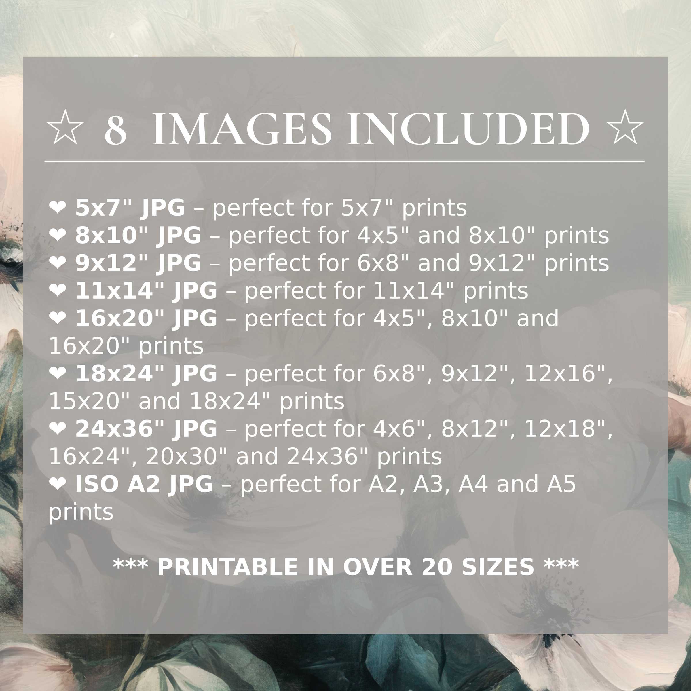 Floral digital print exudes calming blues and radiant creams, elevating modern interiors with style, trust, and 8 included sizes