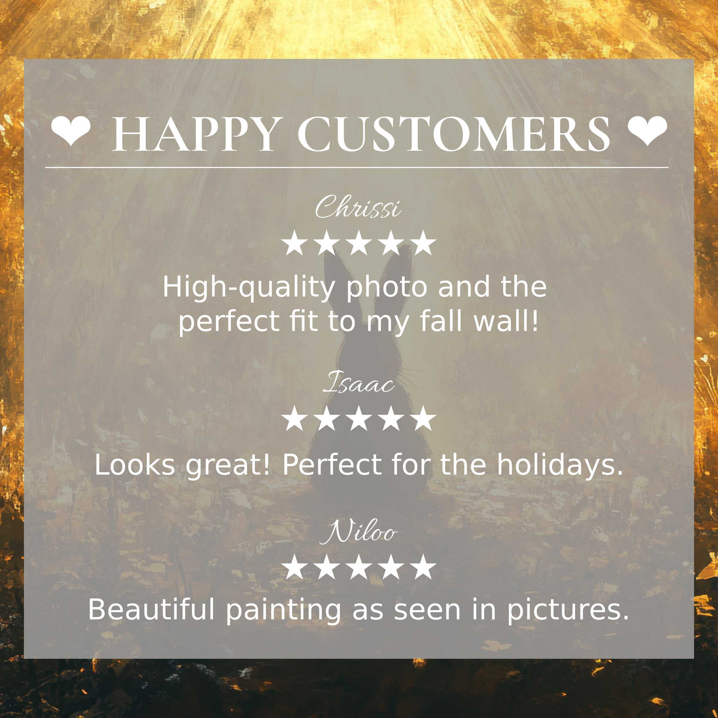 Easter art for Frame TV with abstract sunset hues, showcasing happy customer reviews and refined, elegant design