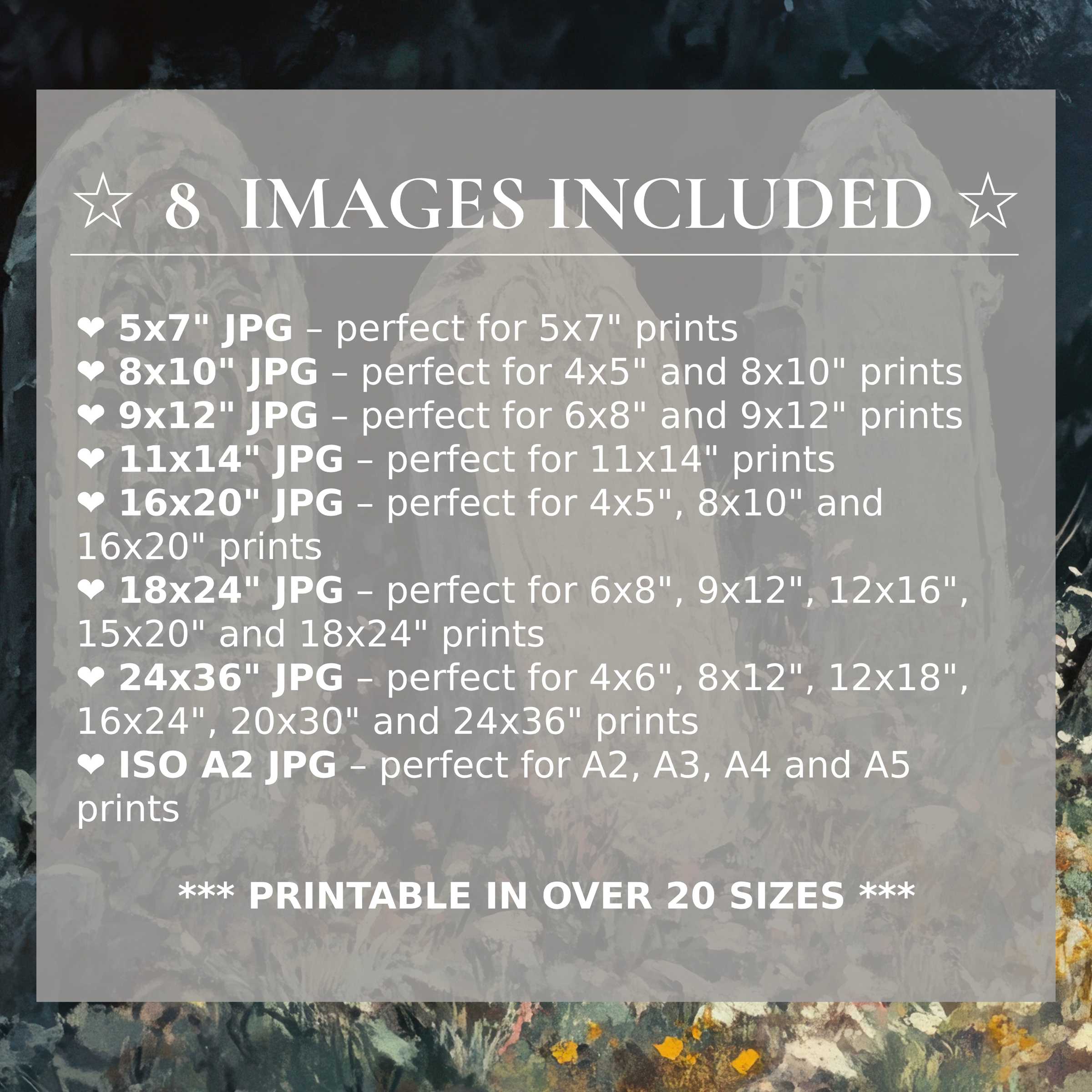 Halloween digital print featuring radiant amber and deep navy tones, included in 8 premium sizes for versatile, elegant modern interiors