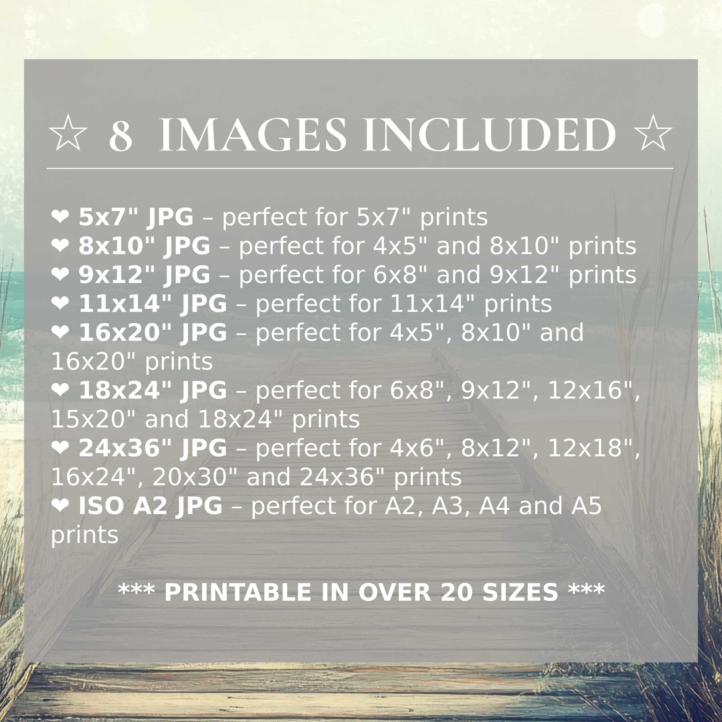 Elevate interiors with this radiant beach digital print, blending calming aqua and sandy tones Includes 8 high-quality sizes for effortless, stylish decor versatility