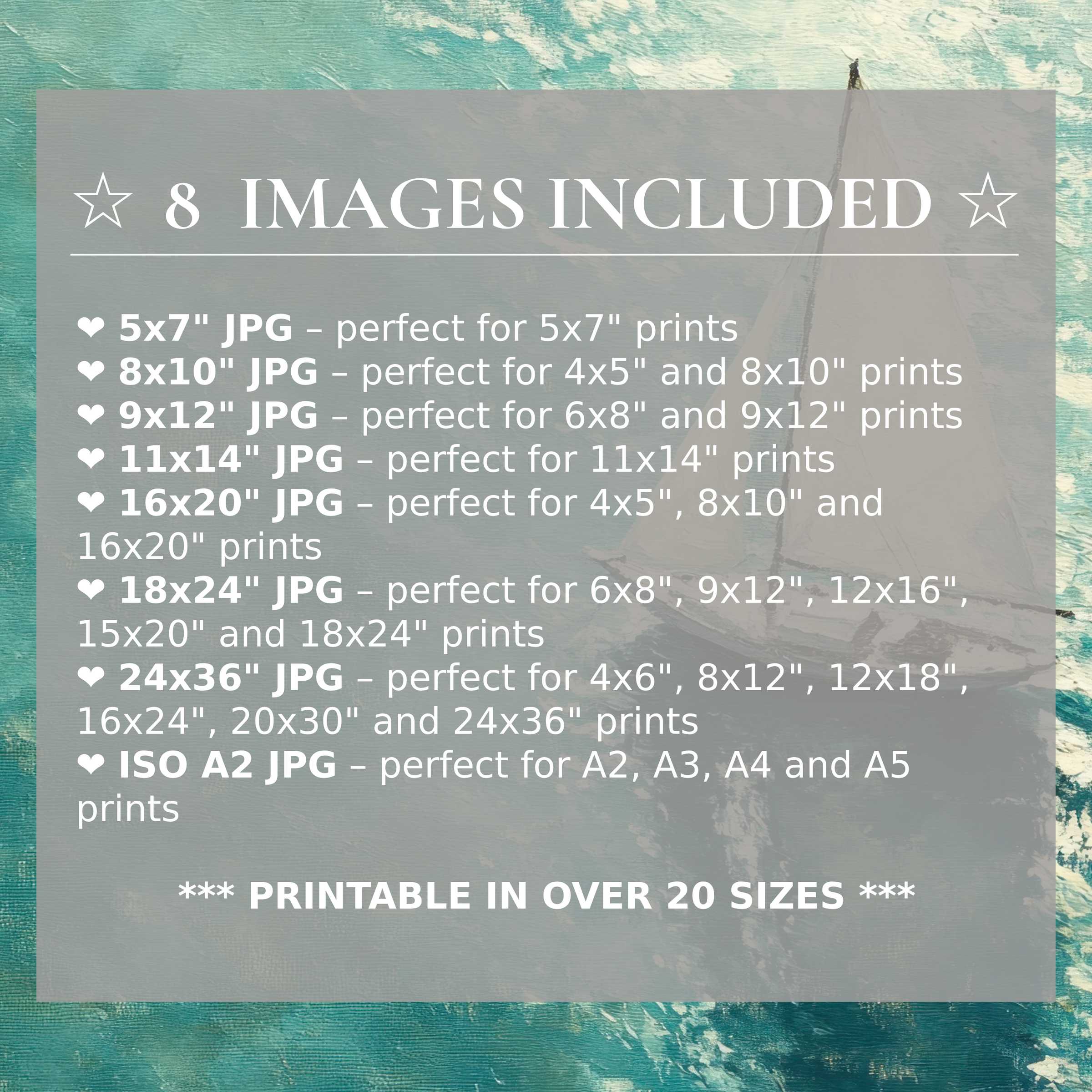 Radiant summer digital print in serene aqua blues and soft whites, elevating modern interiors with versatile style; includes 8 high-quality sizes