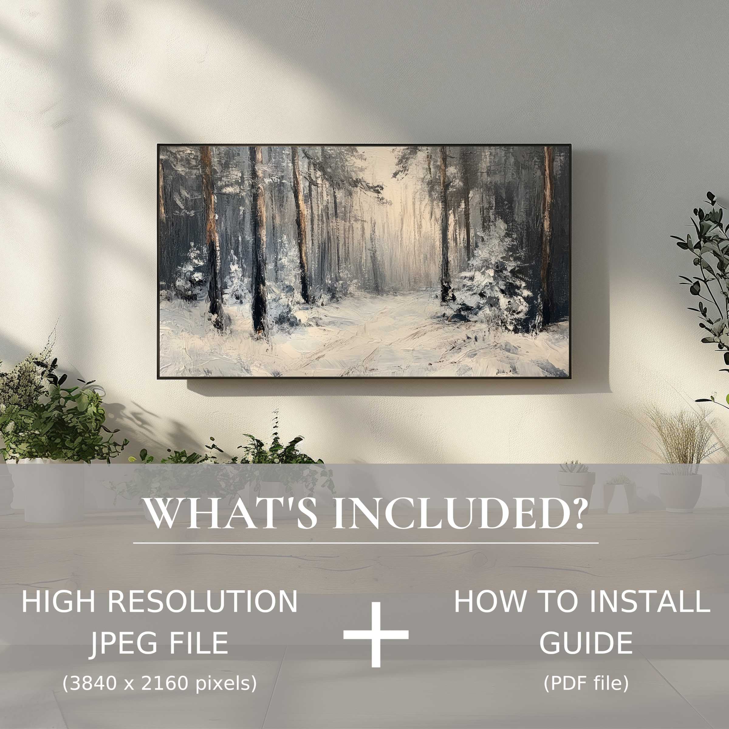 Elegant winter digital TV art download enhances modern living spaces with easy digital use and high-resolution clarity