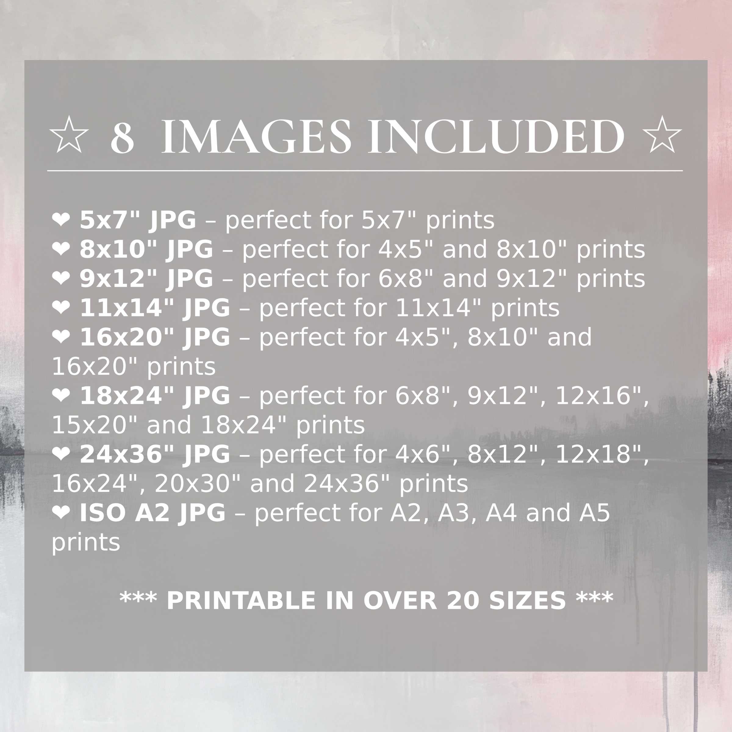Radiant abstract digital print in serene gray and soft pink tones, delivered in 8 high-quality sizes to elevate modern interiors