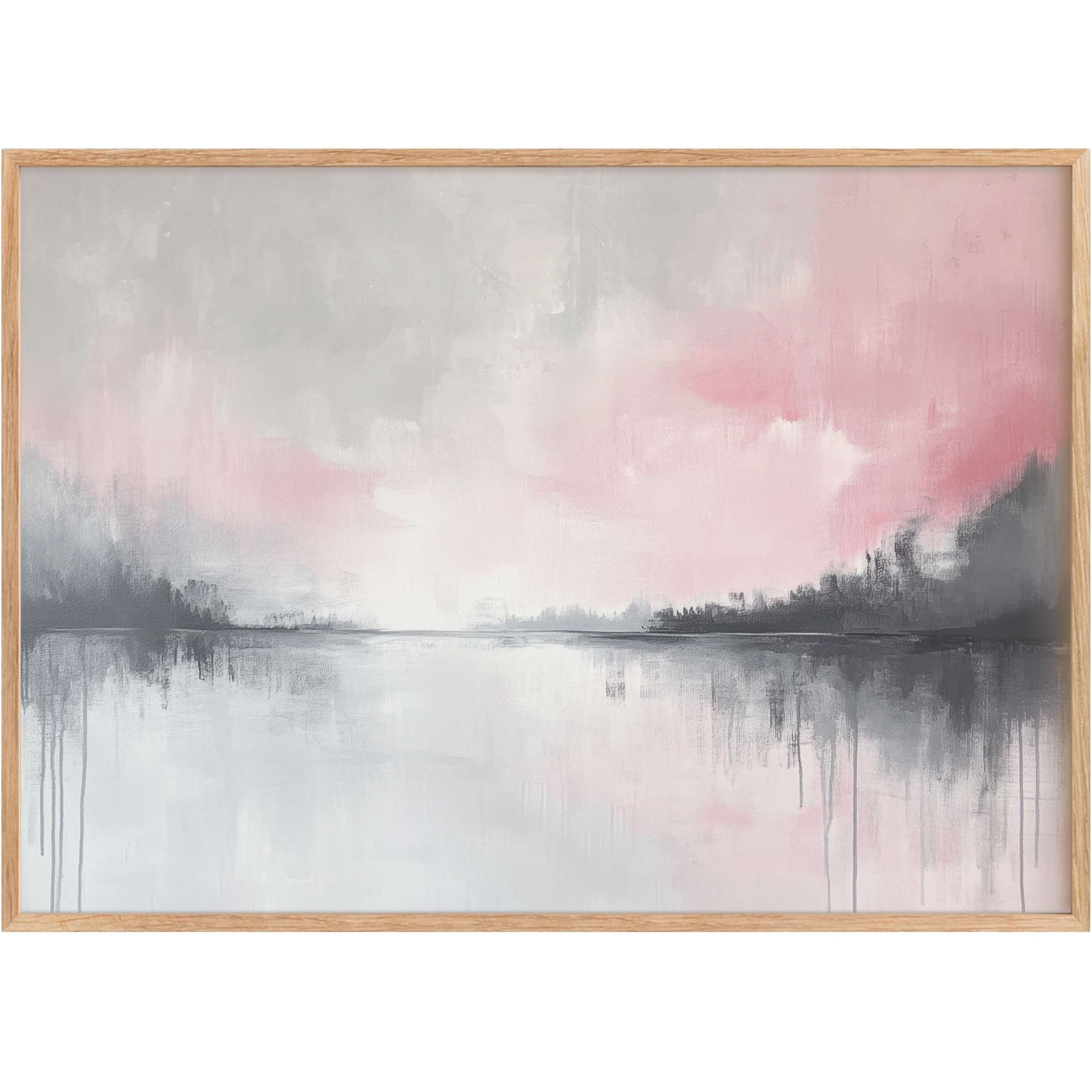 Soft pink and muted gray hues blend in this abstract printable wall art, evoking a serene, dreamy ambiance for refined living spaces