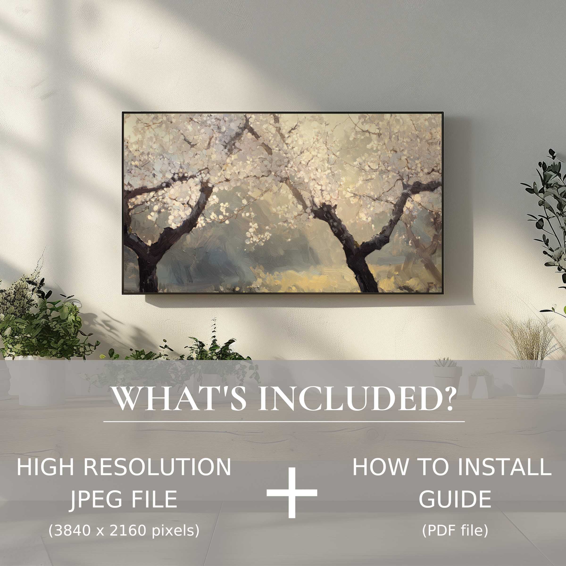 Elegant tree digital TV art download brightens modern living rooms with effortless digital use and refined ambiance