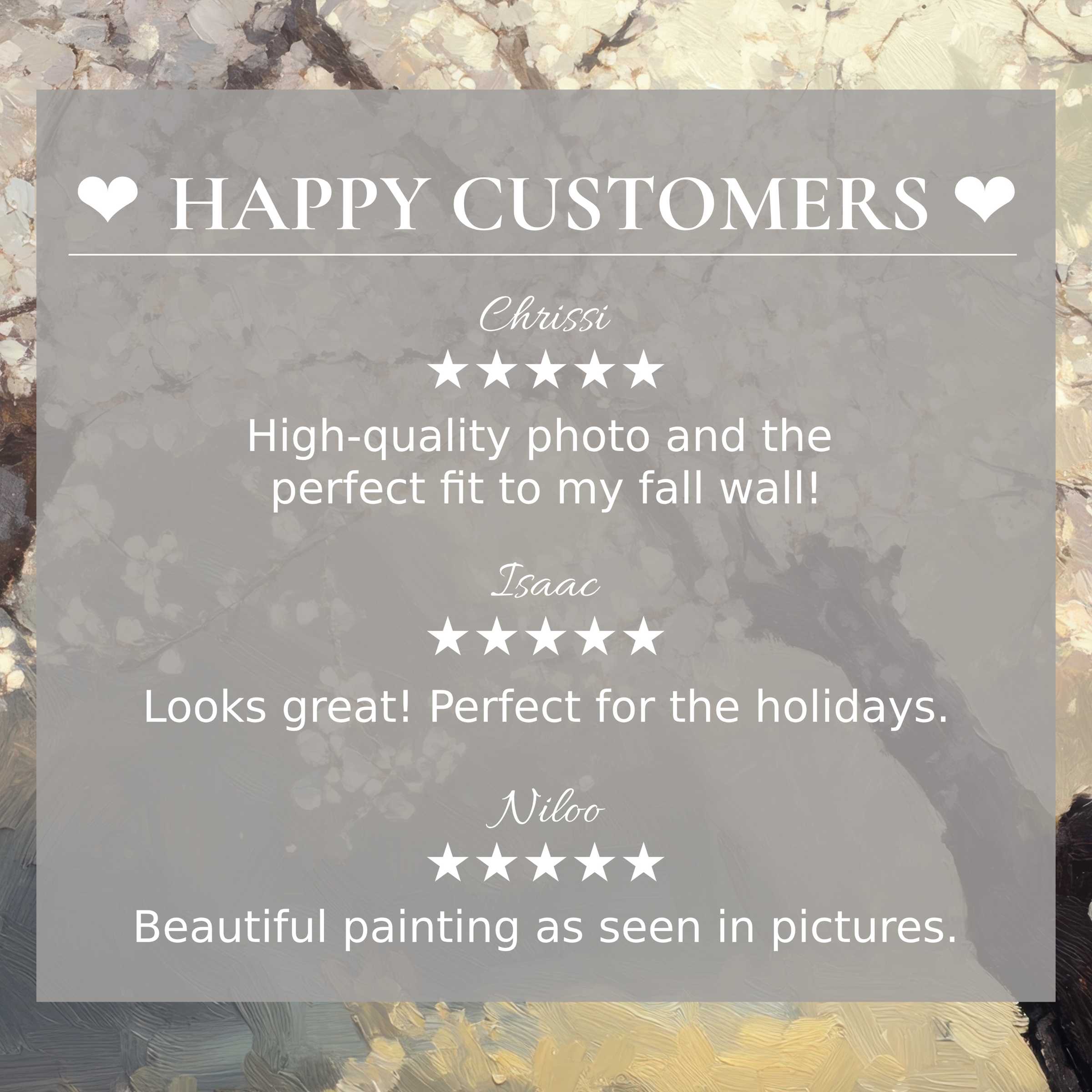 Elegant trees art for Frame TV with abstract sunset hues; happy customer reviews build trust in premium decor