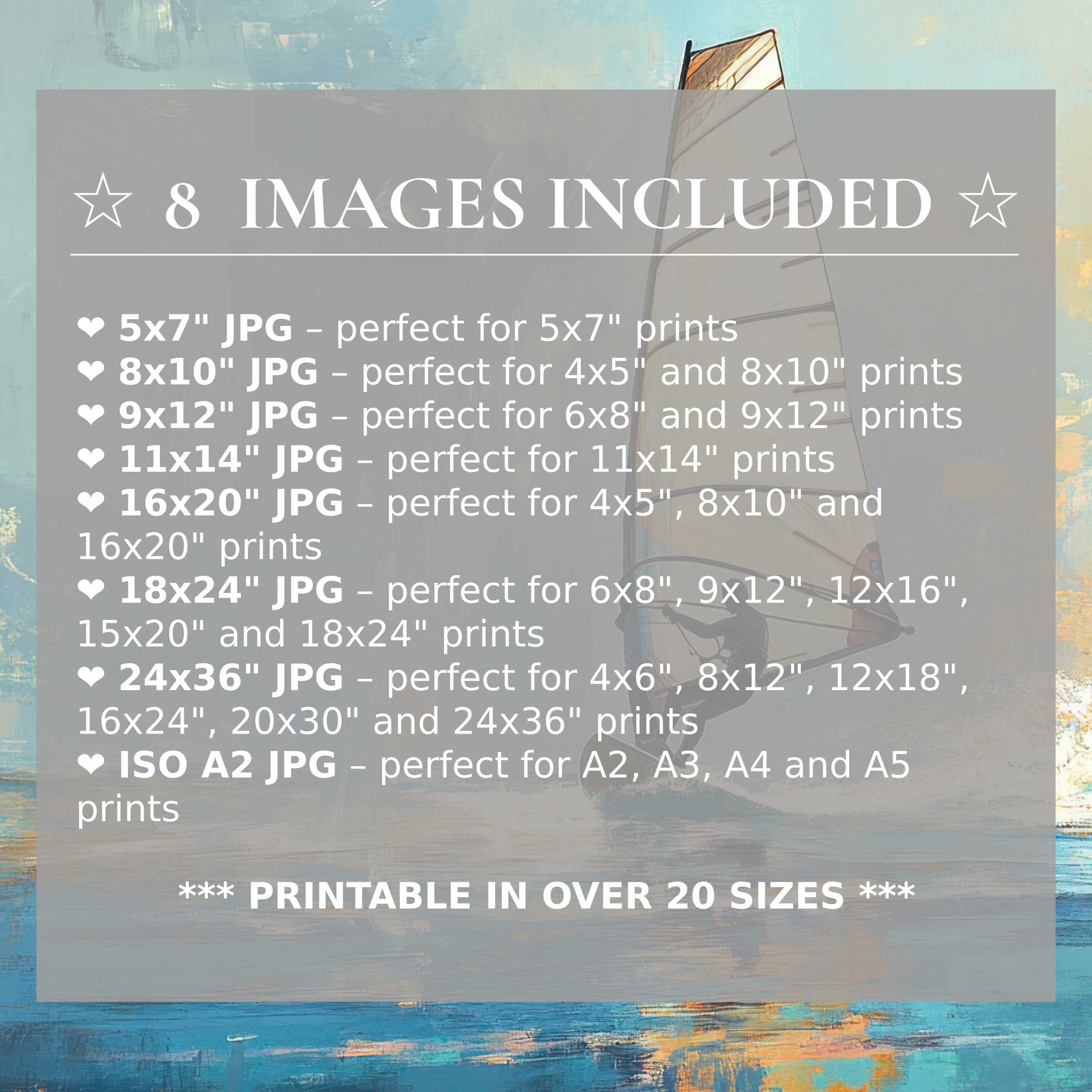 Radiant beach digital print in serene blues and warm golds, elevating modern interiors with 8 high-quality sizes included