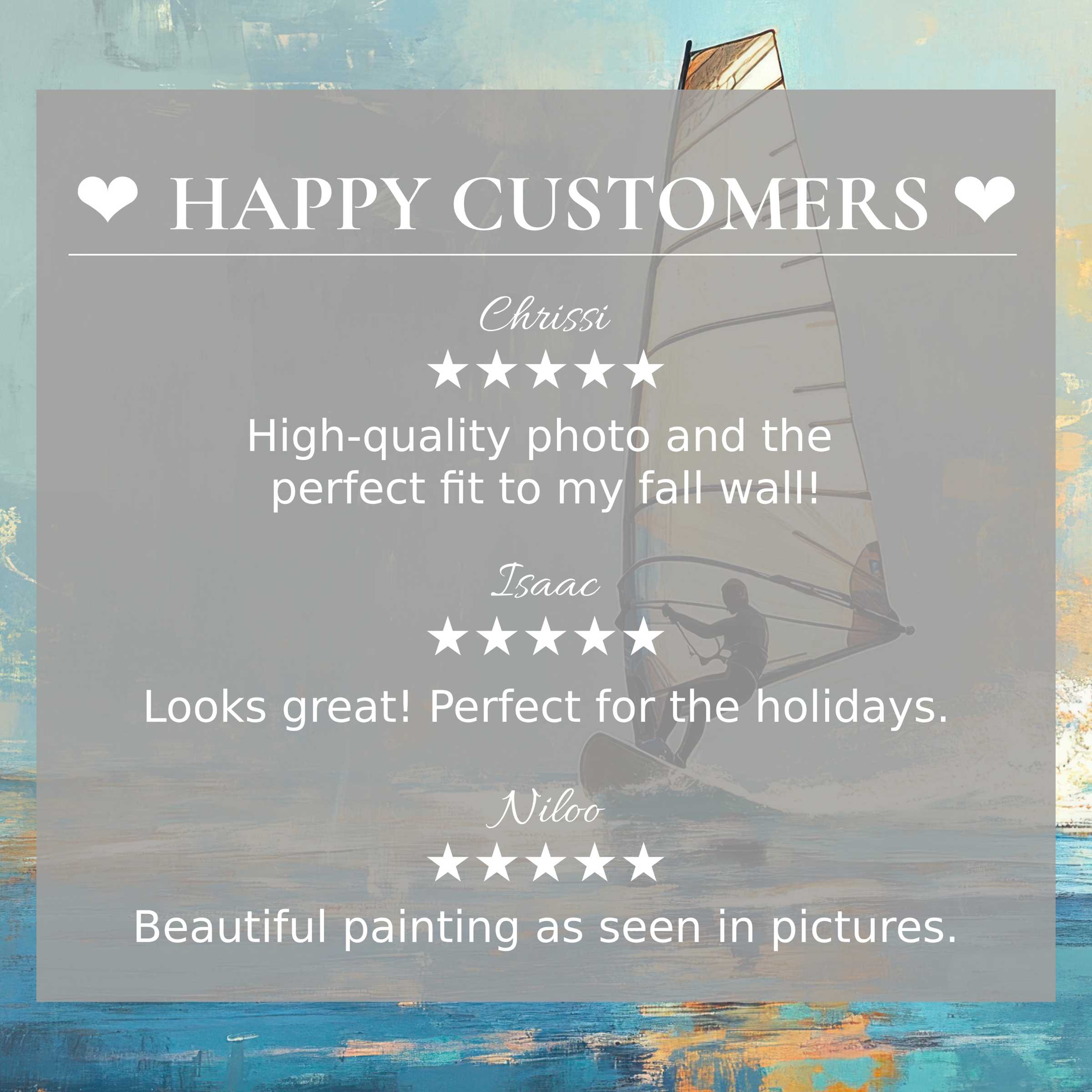 Beach art for Frame TV with abstract sunset tones and happy customer reviews showcasing elegant, trusted style