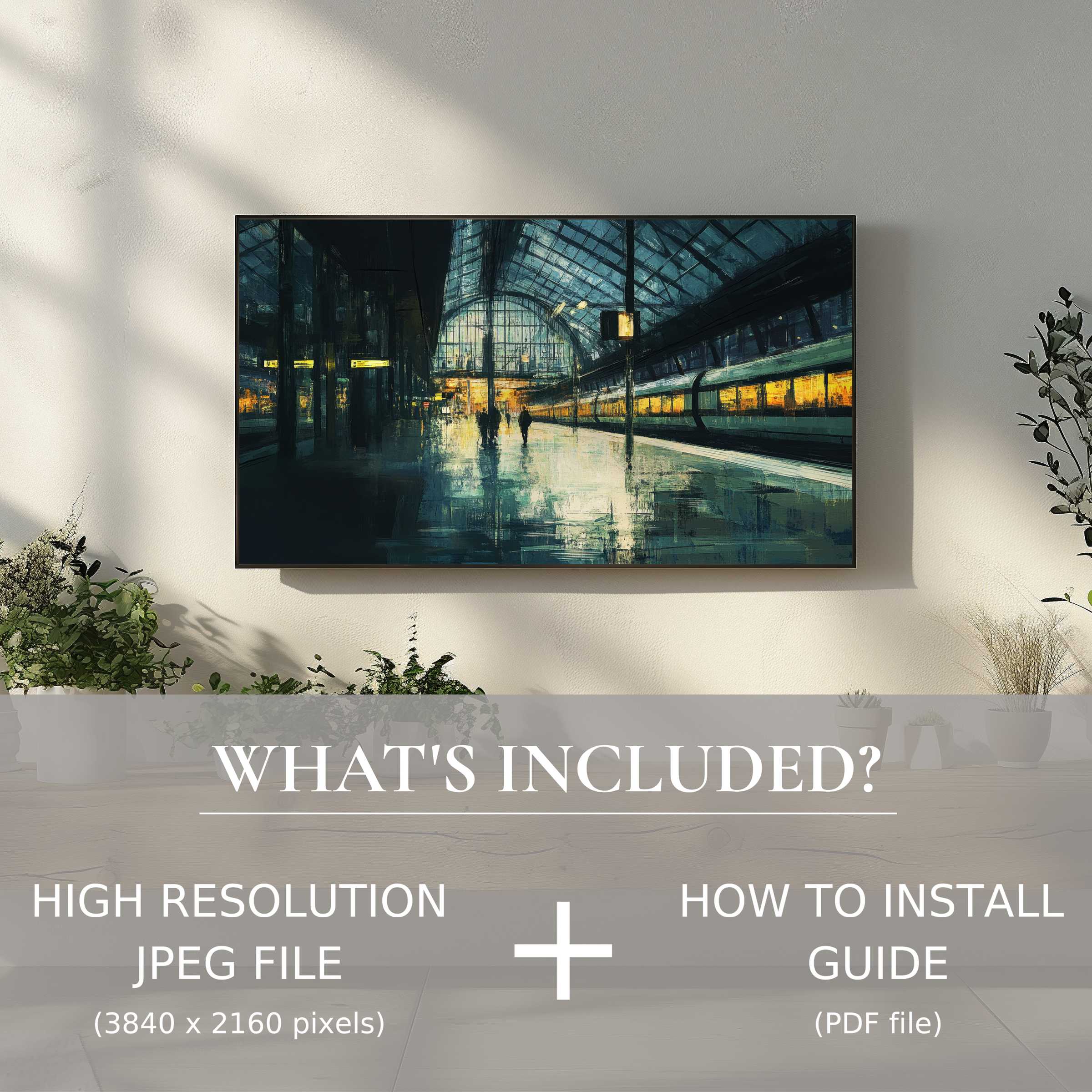 Elegant urban digital TV art download transforms your living space, easy use with high-res file and install guide