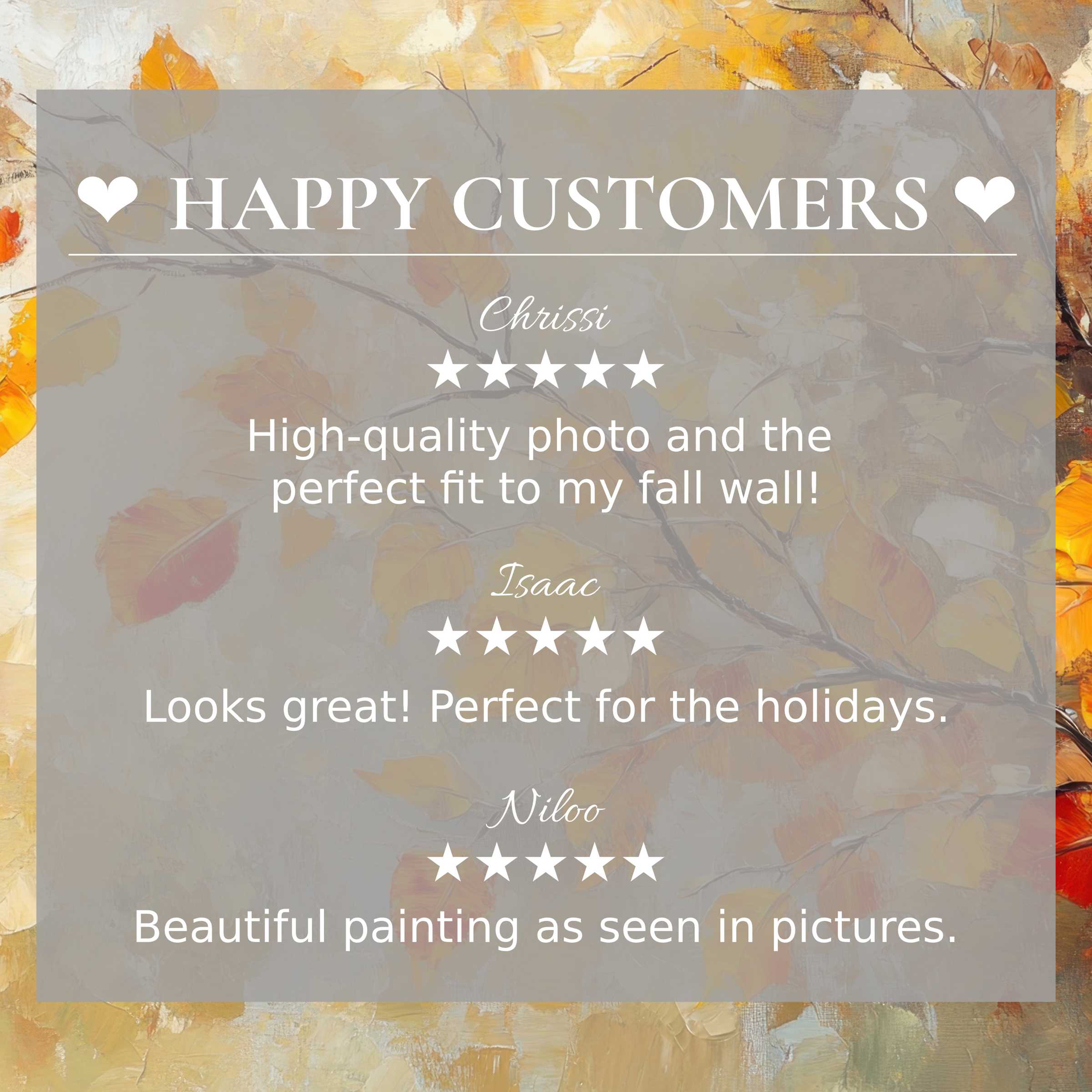 Trees art for Frame TV with abstract sunset hues, showcasing happy customer reviews and refined, elegant appeal