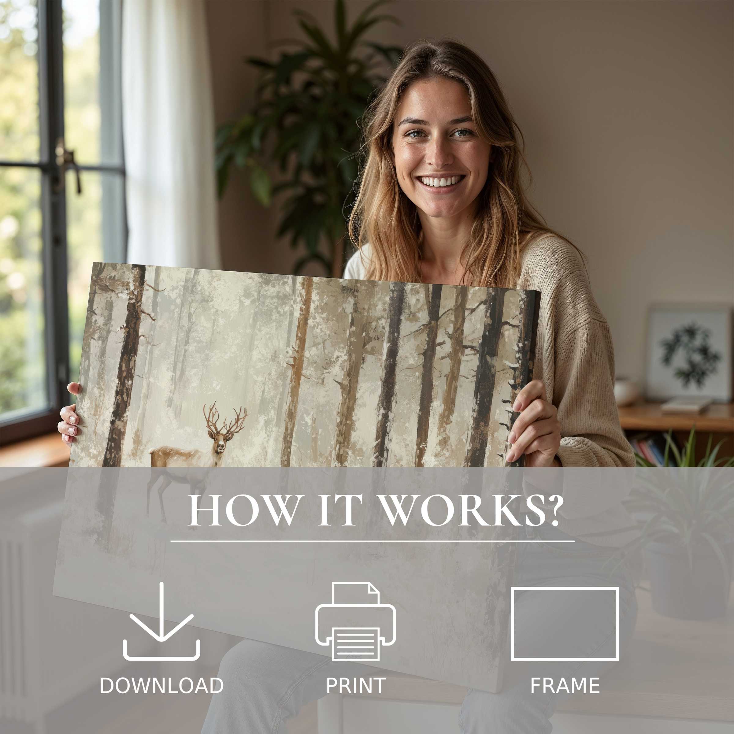 A serene moment revealing the joy of Christmas digital art print, inspiring warm connection in a stylish home