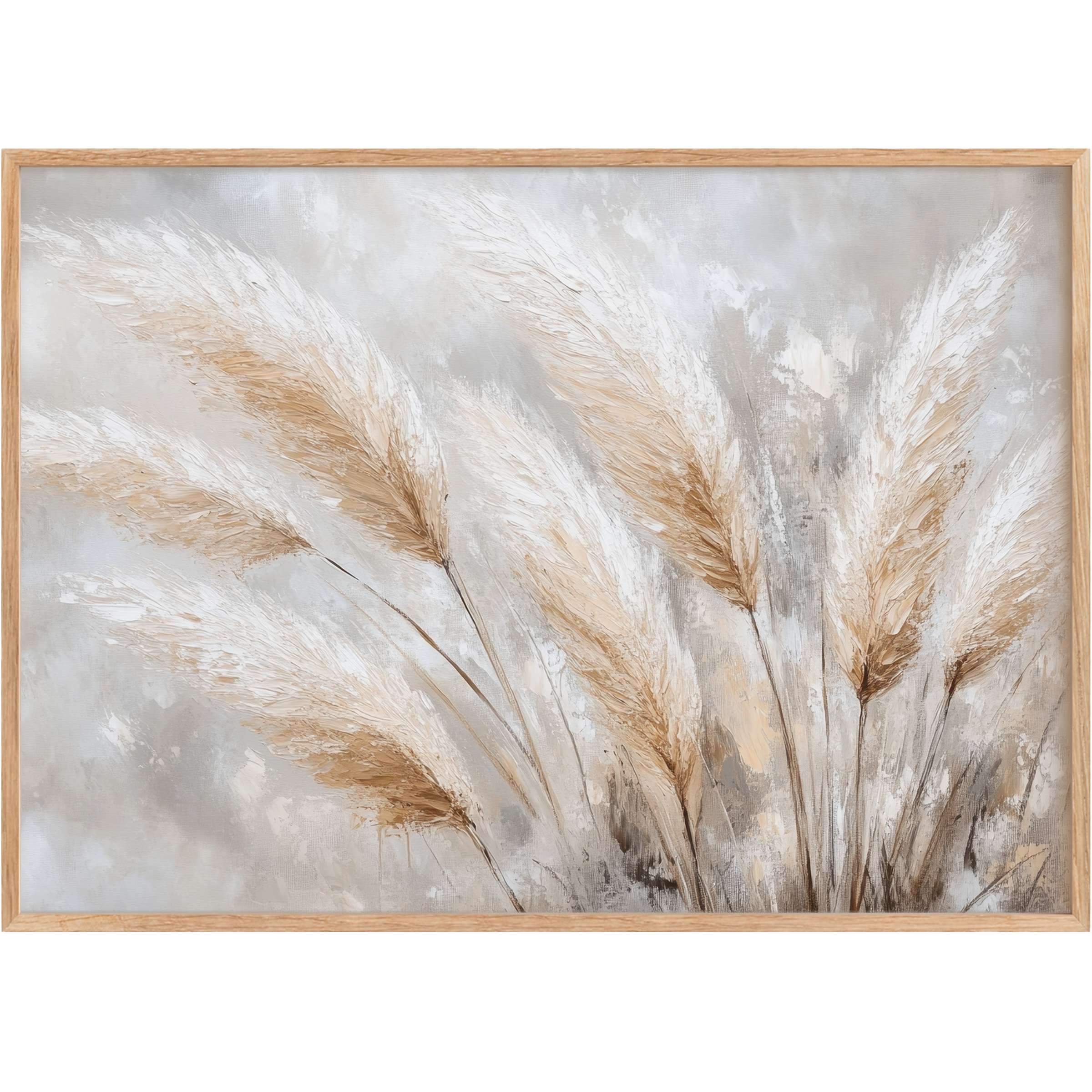 Ethereal boho printable wall art featuring soft beige and ivory pampas grass, evoking serene warmth and natural elegance