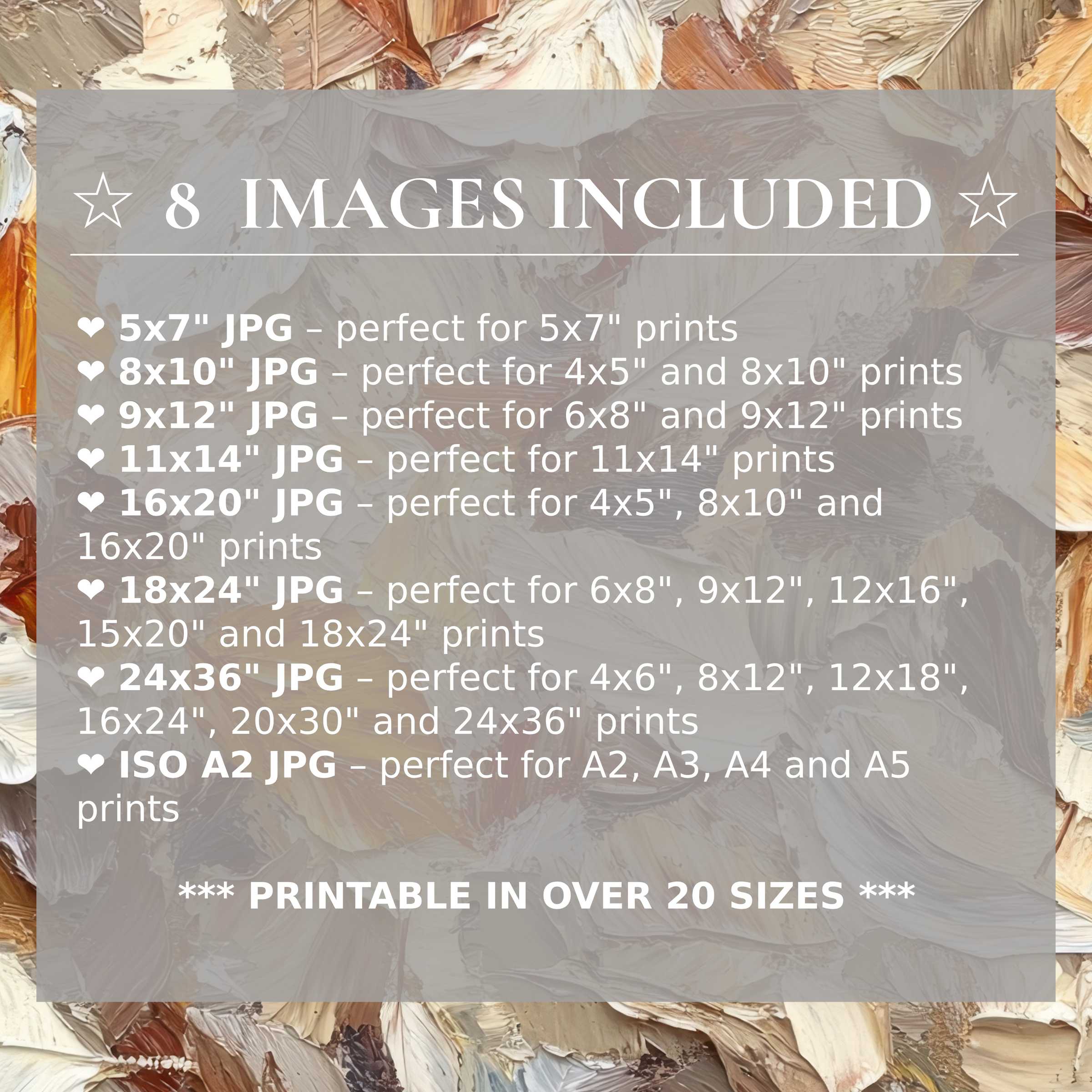 Radiant fall digital print with warm amber, caramel, and cream hues, including 8 high-res sizes to elevate modern interiors with effortless style