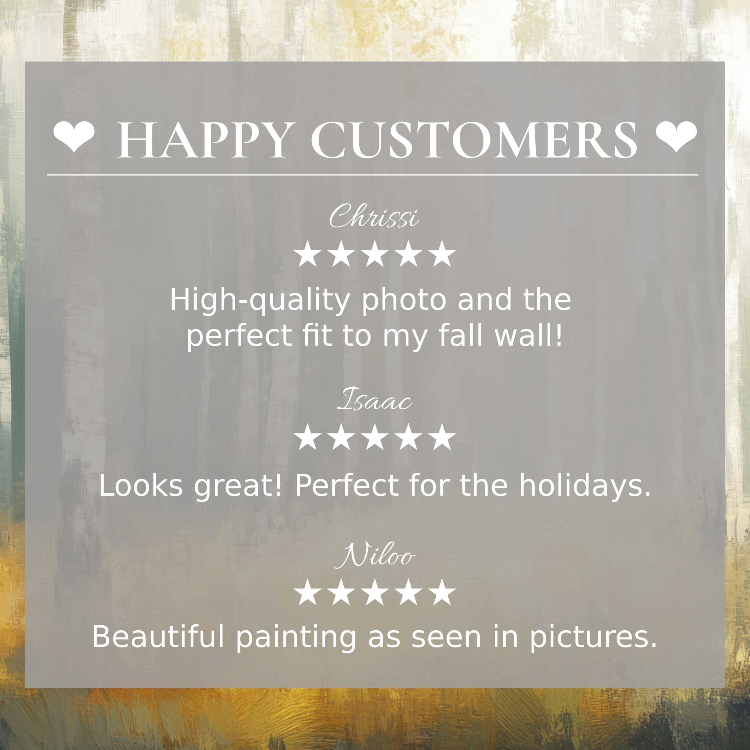 Trees art for Frame TV with abstract sunset hues, showcasing happy customer reviews, fostering trust and refined elegance