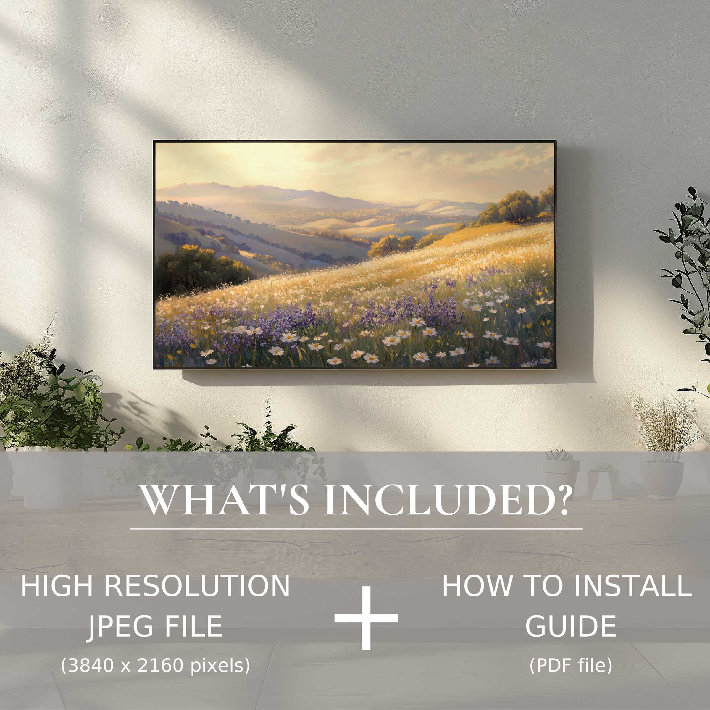 Elegant landscape digital TV art download, easy to use, enhances your living space with serene nature views