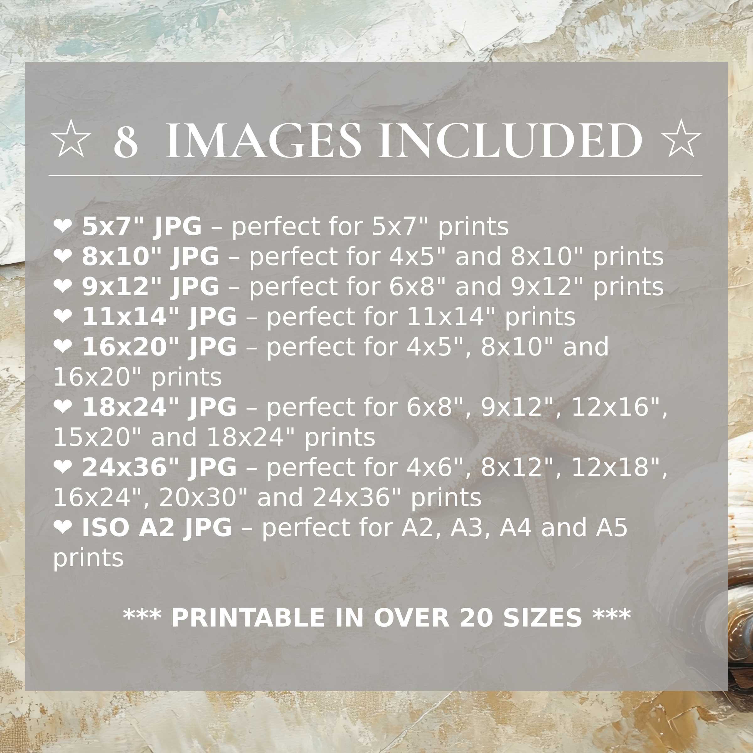 Coastal digital print with radiant blues and soothing neutrals, enhancing modern interiors; includes 8 high-quality sizes