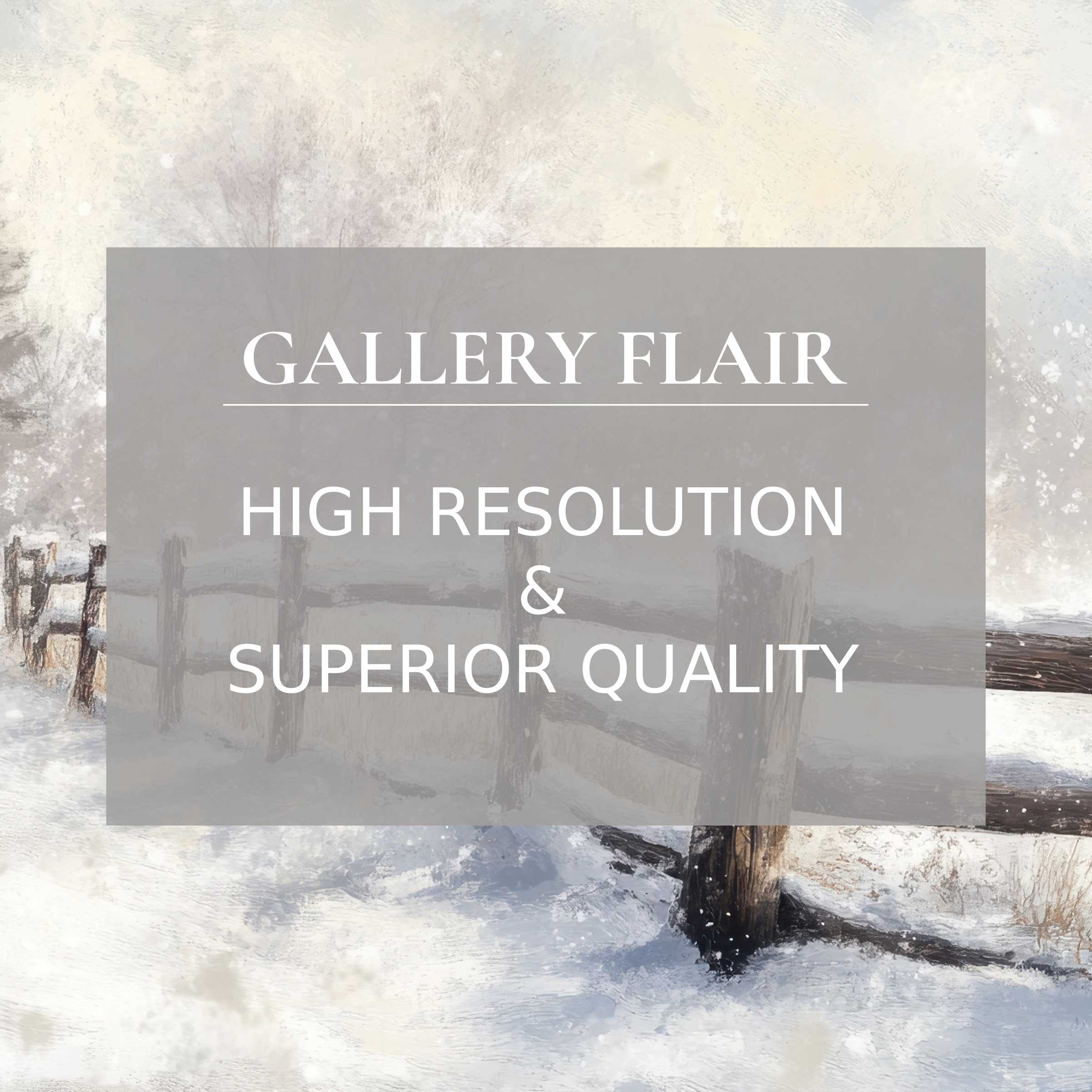 Winter printable art featuring a serene snow-laden fence, infusing modern interiors with calming, high-resolution elegance