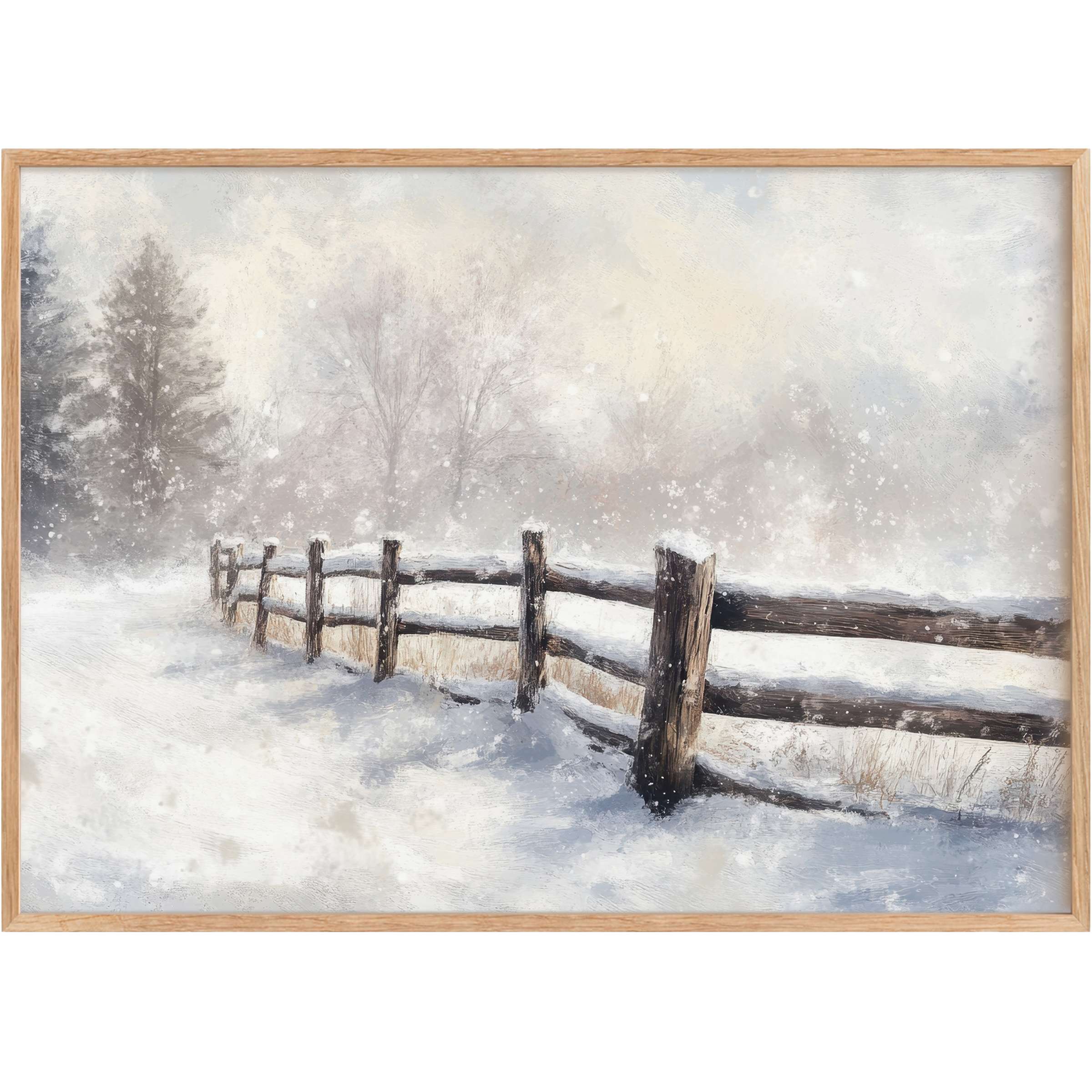 Winter printable wall art evokes serene stillness with soft greys and muted browns, creating a calming, snowy landscape that elevates any refined space